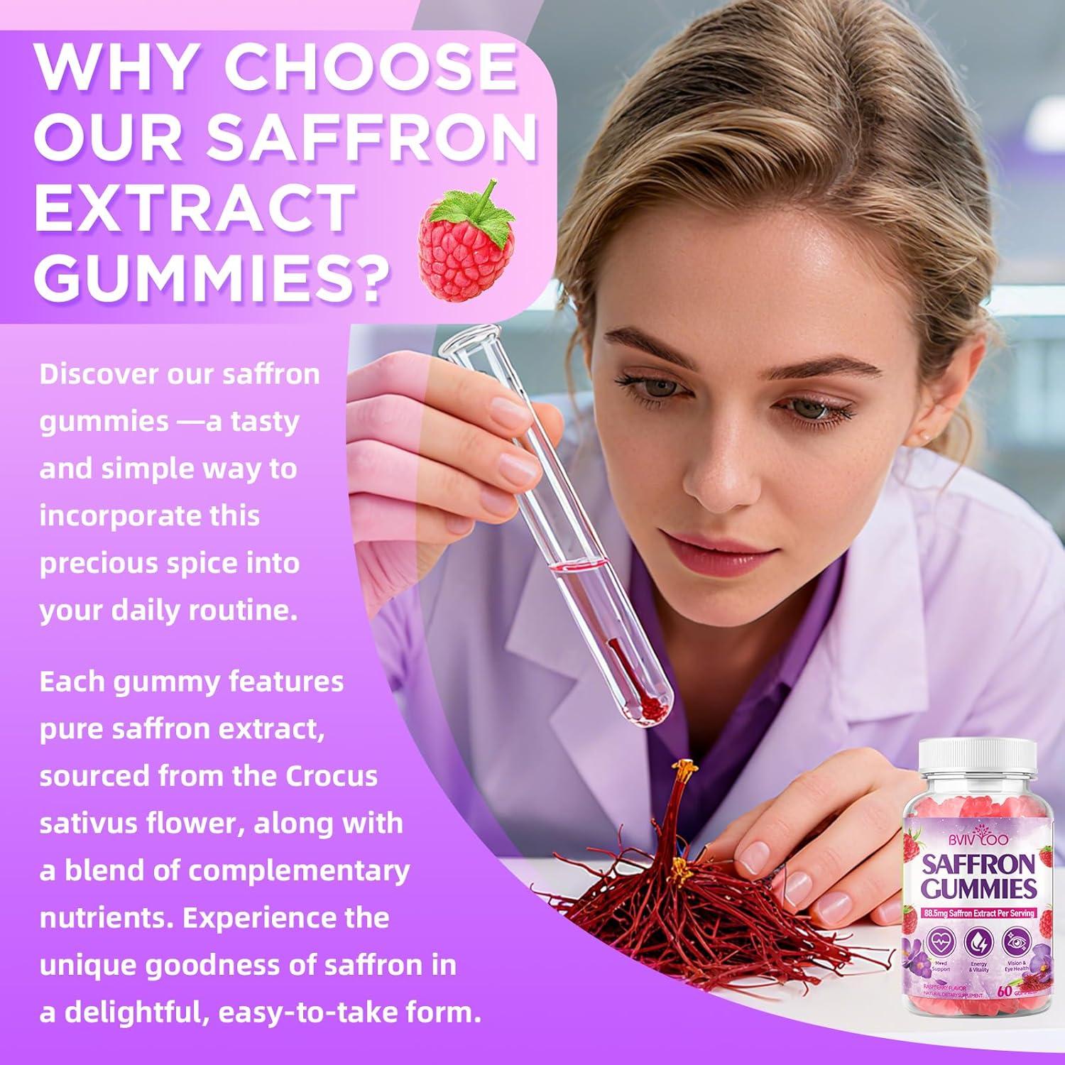 Gomitas de Azafrán BVIVLOO 120 Unidades Sabor Frambuesa