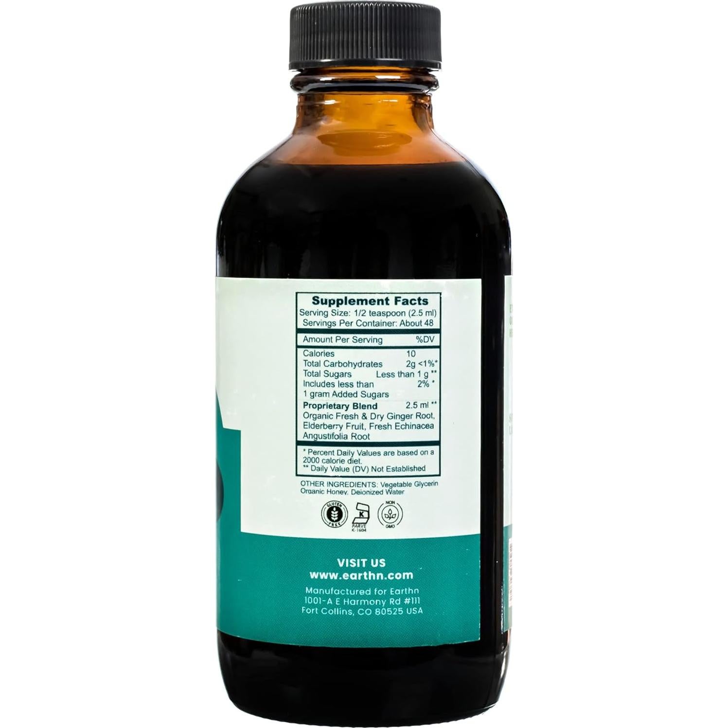Jarabe Inmunidad Earthn Jengibre y Saúco 118ml Vitamina C
