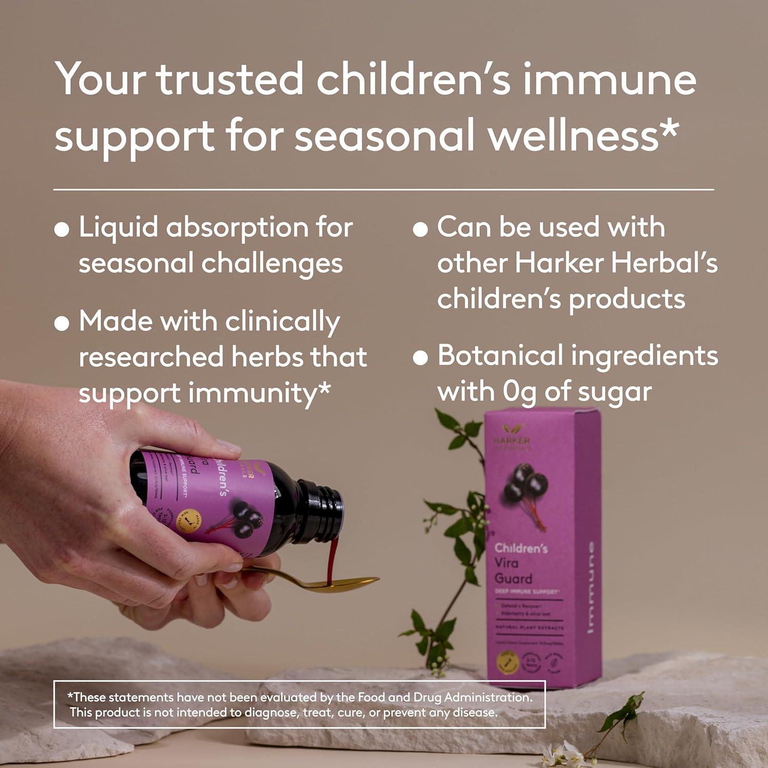 Children's Immune + Wellbeing Herbal Syrup, Daily Immunity with Elderberry, Echinacea & Olive Leaf, High Absorption, Elderberry Flavor, Plant-Based - 5.1 Fl oz (30 Servings)