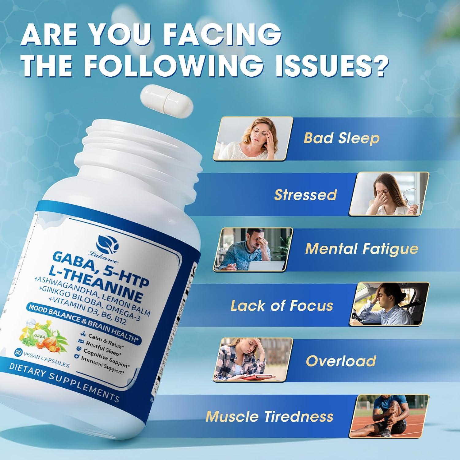 Suplemento Calmante GABA 750mg Lukaree - 90 Cápsulas