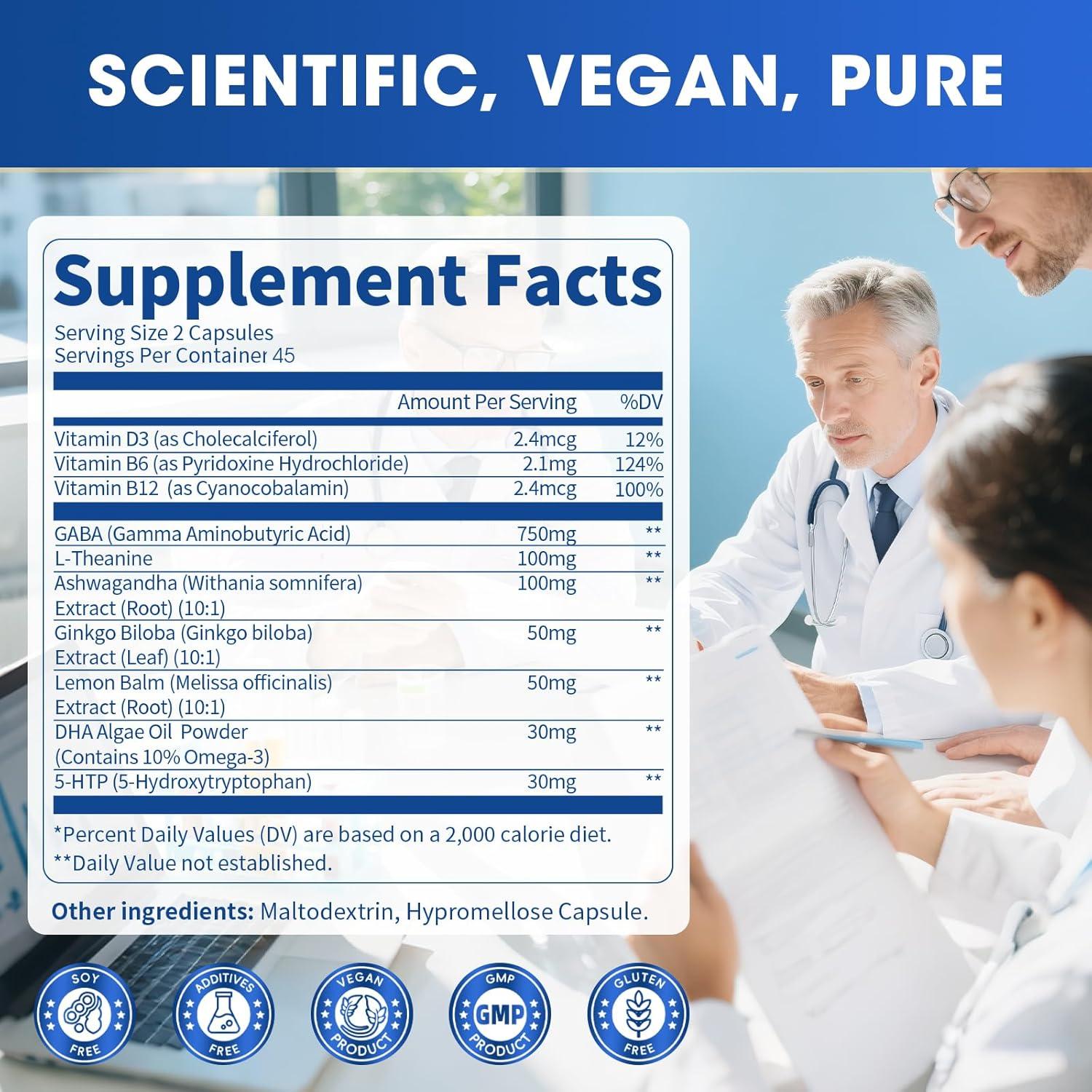 Suplemento Calmante GABA 750mg Lukaree - 90 Cápsulas