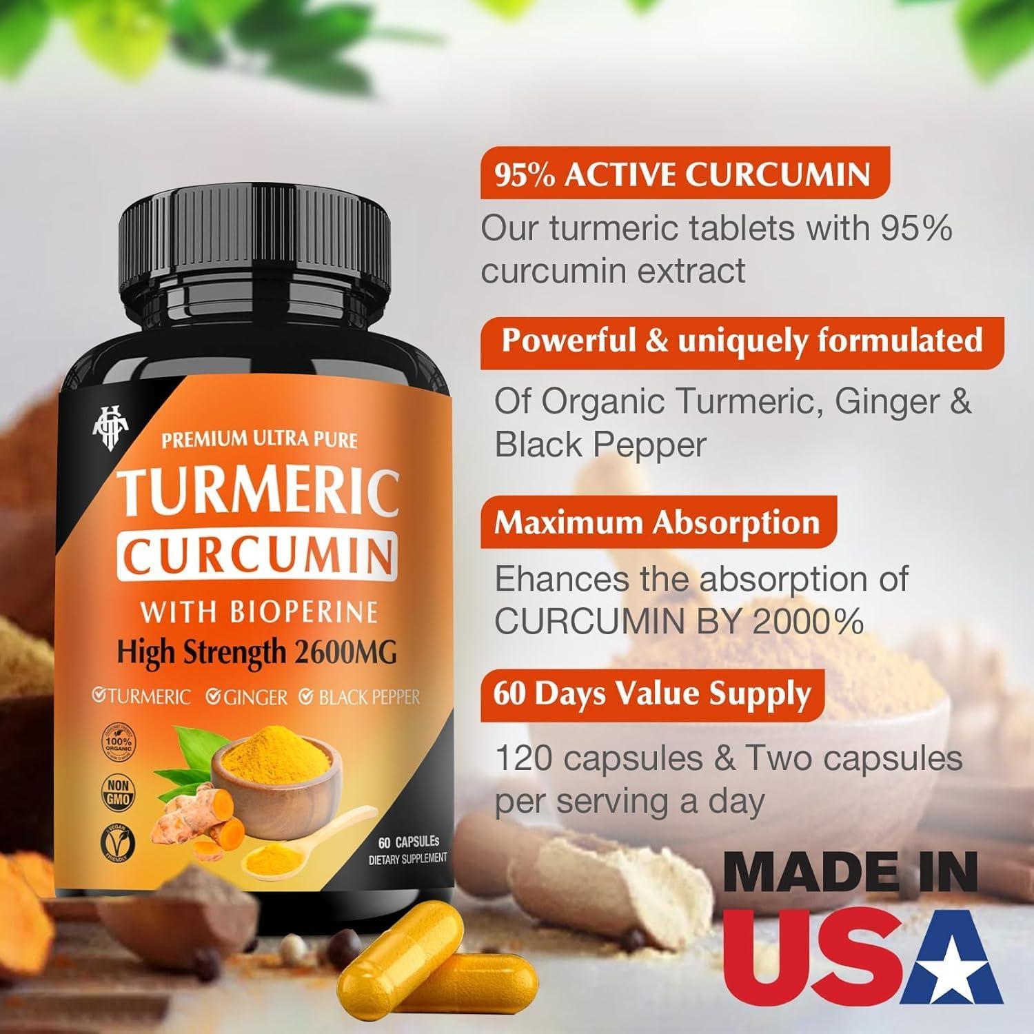 Suplemento de Cúrcuma Curcumina CHANUBITO 2600mg 95% Absorción