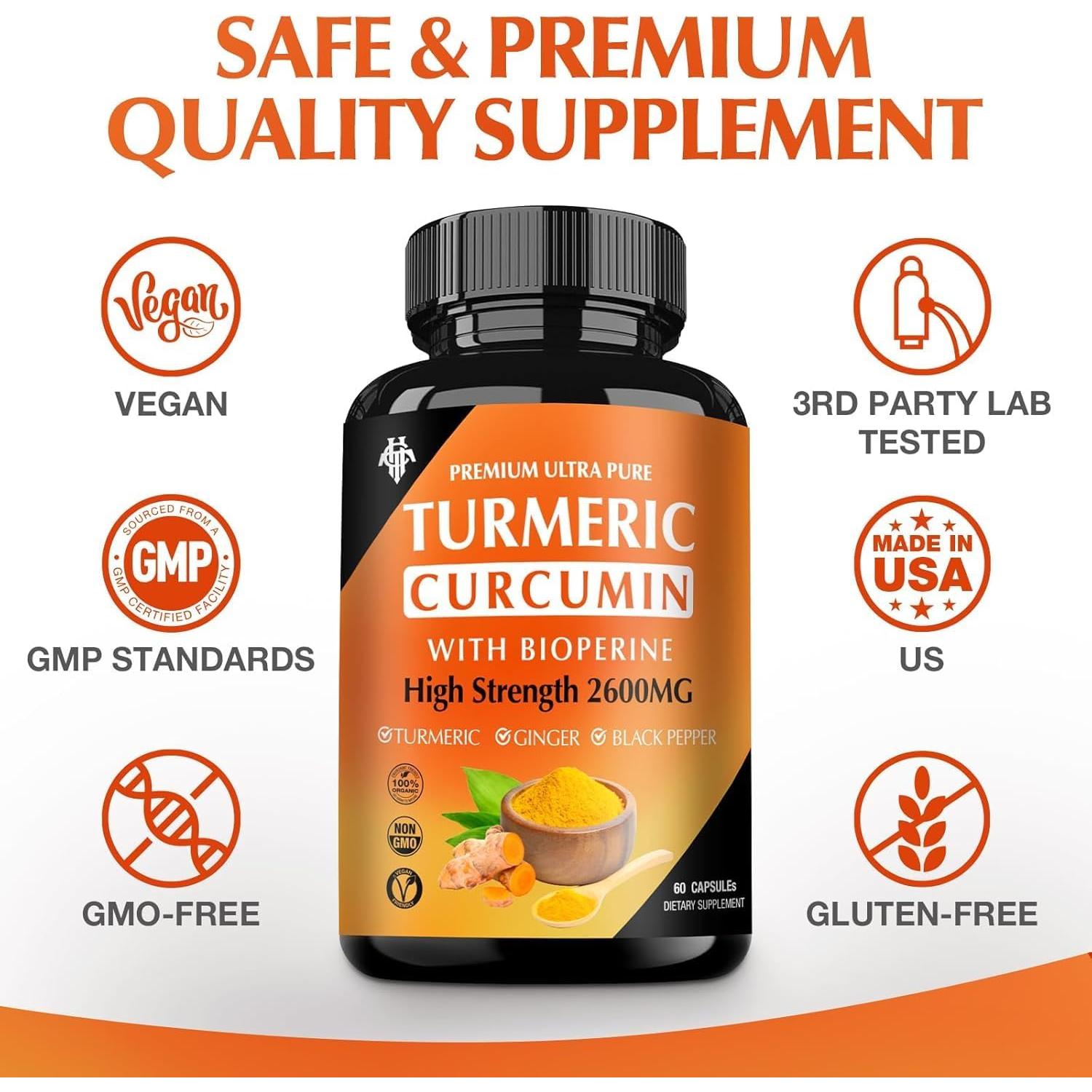 Suplemento de Cúrcuma Curcumina CHANUBITO 2600mg 95% Absorción