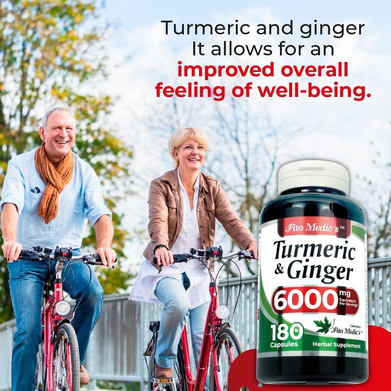 Suplemento de Cúrcuma y Jengibre Fito Medic 6000 mg 180 Cápsulas