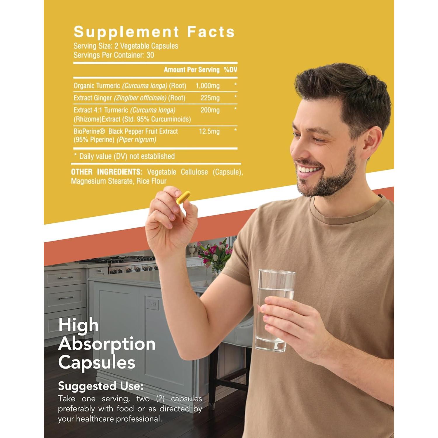 Cápsulas de Cúrcuma y Jengibre Orgánicas COGNITUNE 95% Curcuminoides