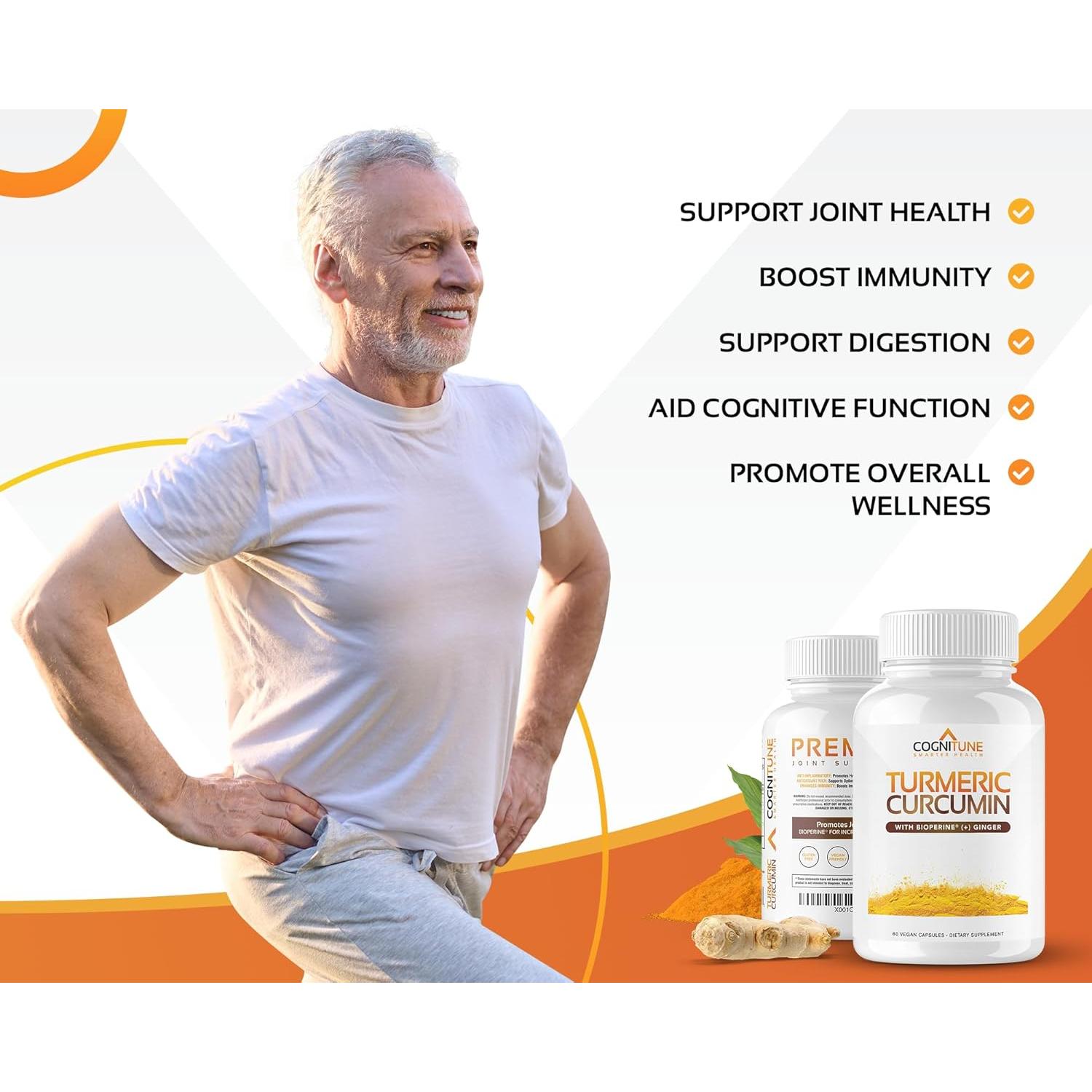 Cápsulas de Cúrcuma y Jengibre Orgánicas COGNITUNE 95% Curcuminoides