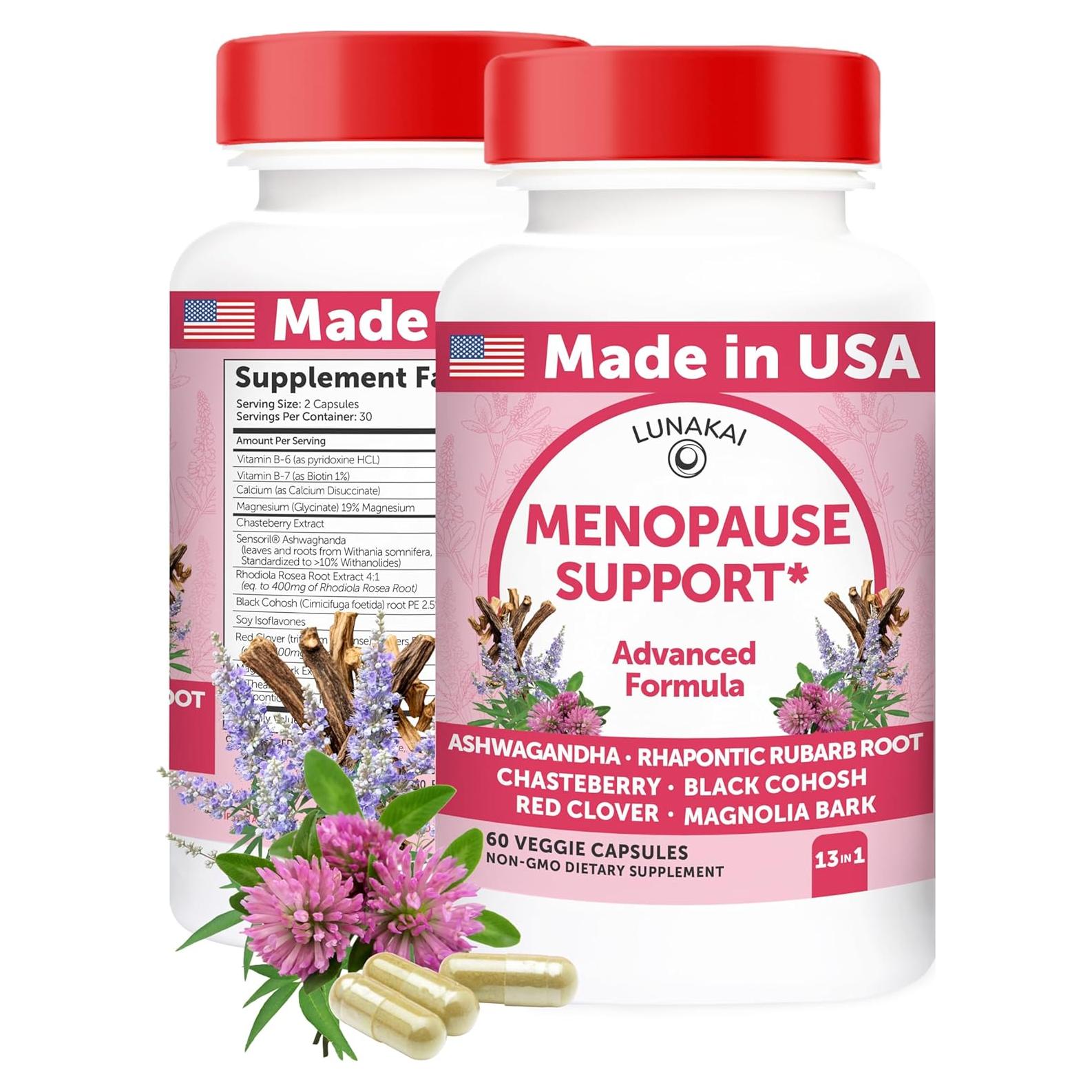 Suplemento Menopausia Lunakai 60 Cápsulas 13-en-1 Natural