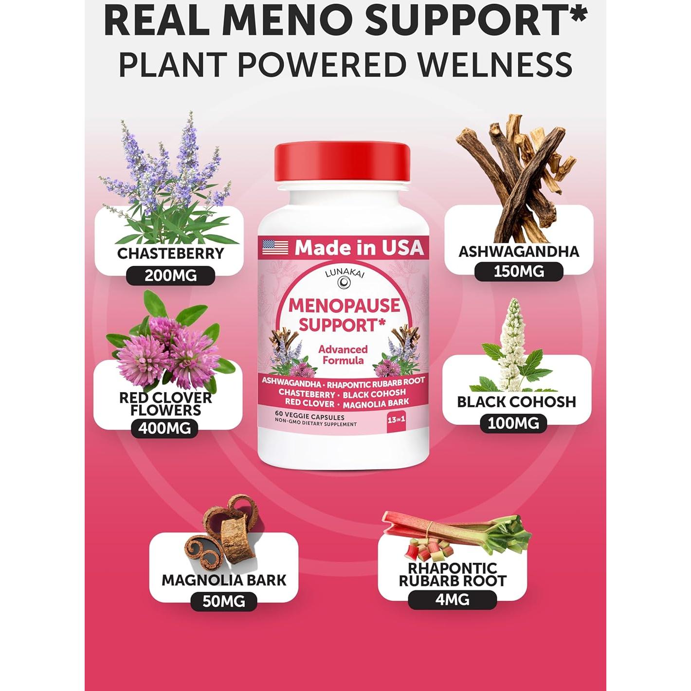 Suplemento Menopausia Lunakai 60 Cápsulas 13-en-1 Natural