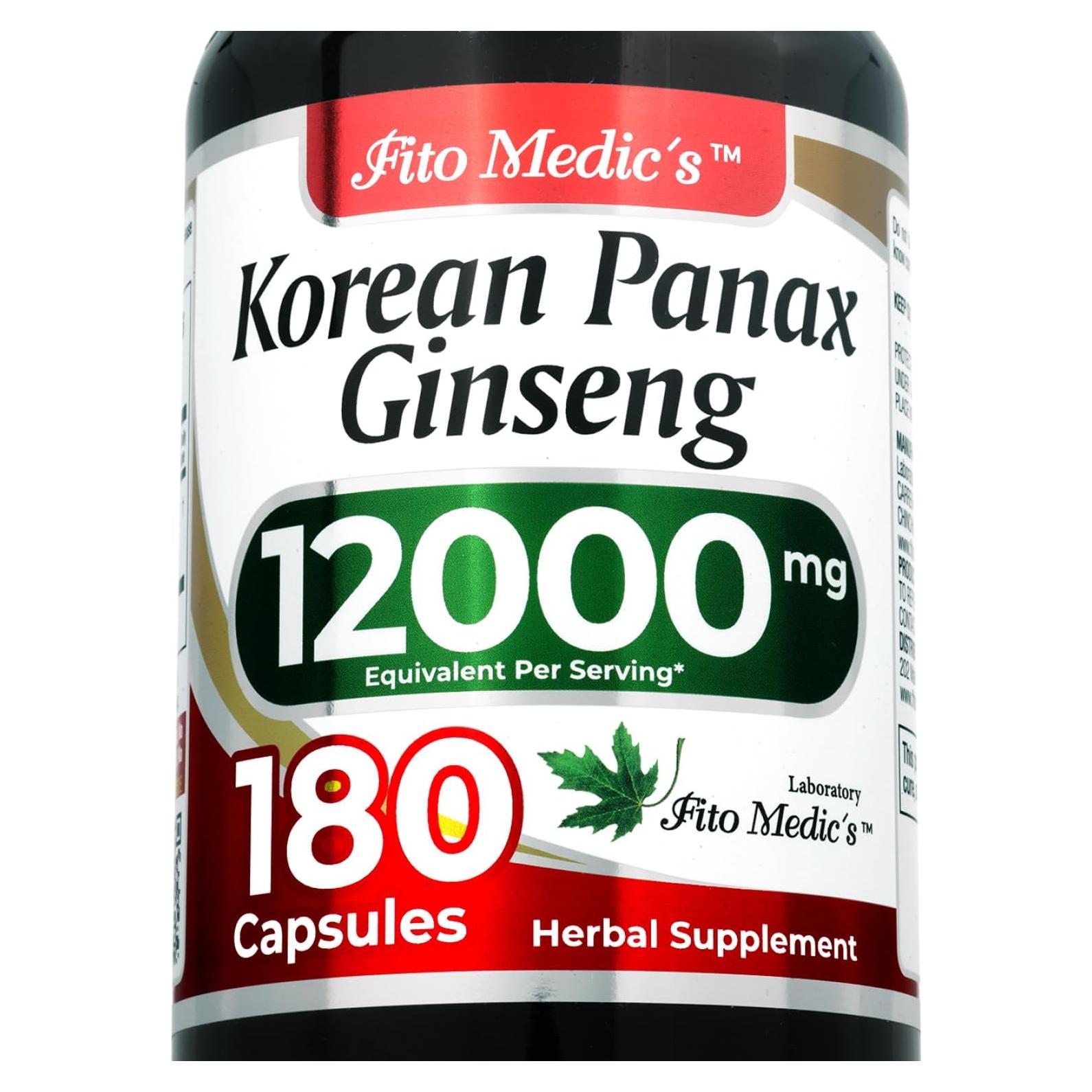 Cápsulas de Ginseng Coreano FITO MEDIC'S 180 Unidades 600 mg