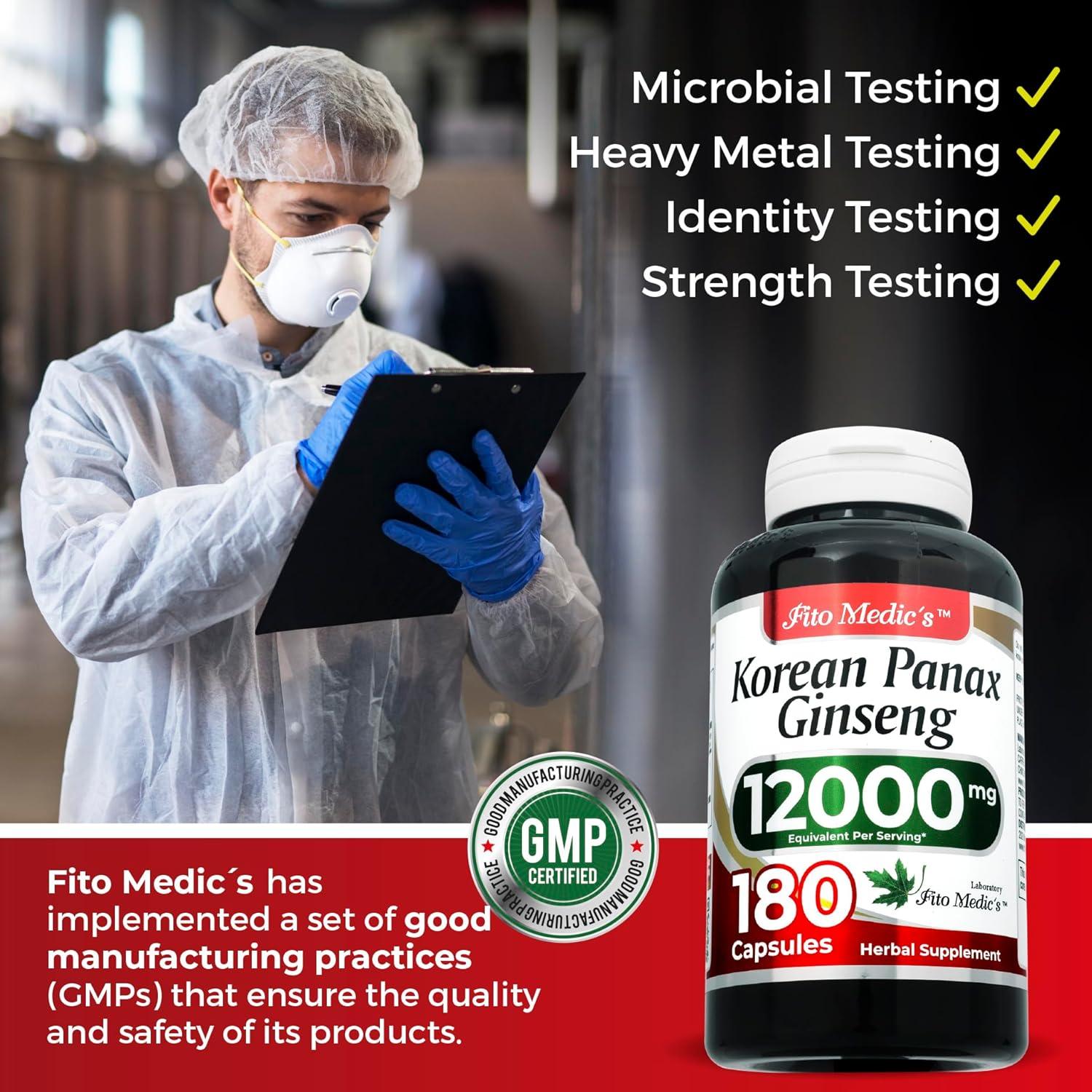 Cápsulas de Ginseng Coreano FITO MEDIC'S 180 Unidades 600 mg