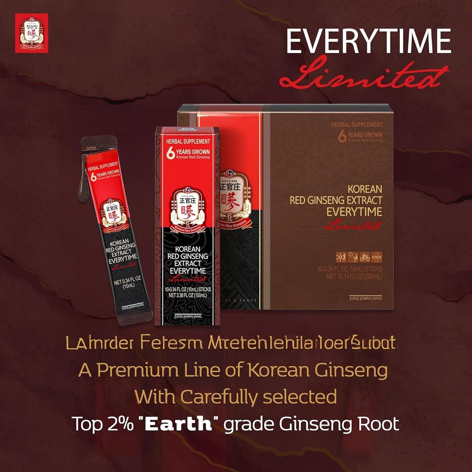 Extracto de Ginseng Rojo Coreano Everytime 3000mg - Suplemento Energético