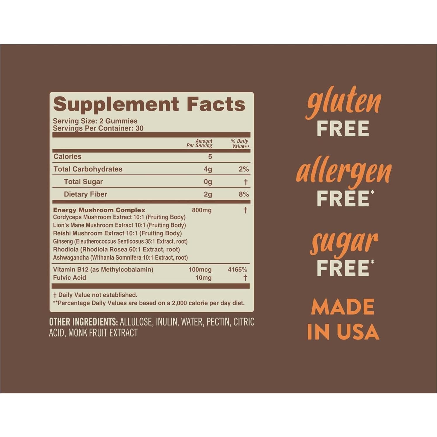 Gomitas Energéticas Sin Azúcar BakPak Nutrition 60 Unidades