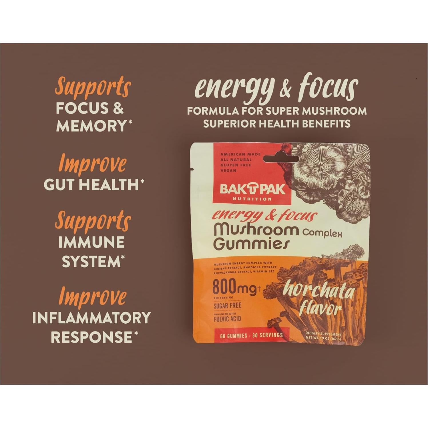 Gomitas Energéticas Sin Azúcar BakPak Nutrition 60 Unidades