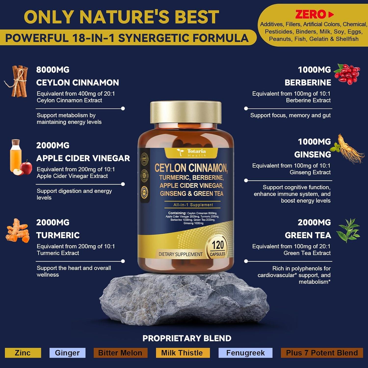 Cápsulas de Canela de Ceilán Orgánica Totaria 120 Contenidos