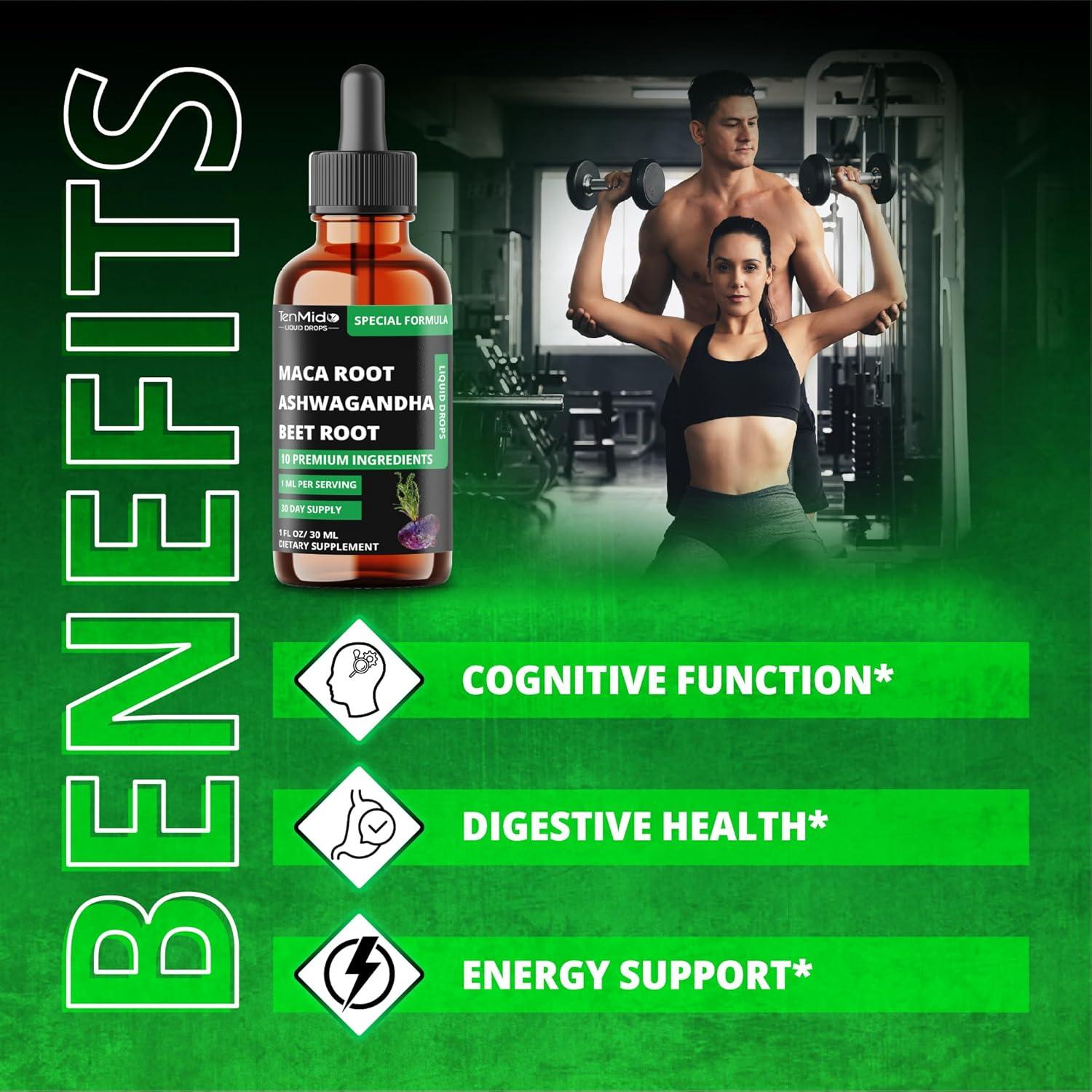 Gotas Líquidas de Maca 10en1 Tenmido - 30ml Suplemento Natural