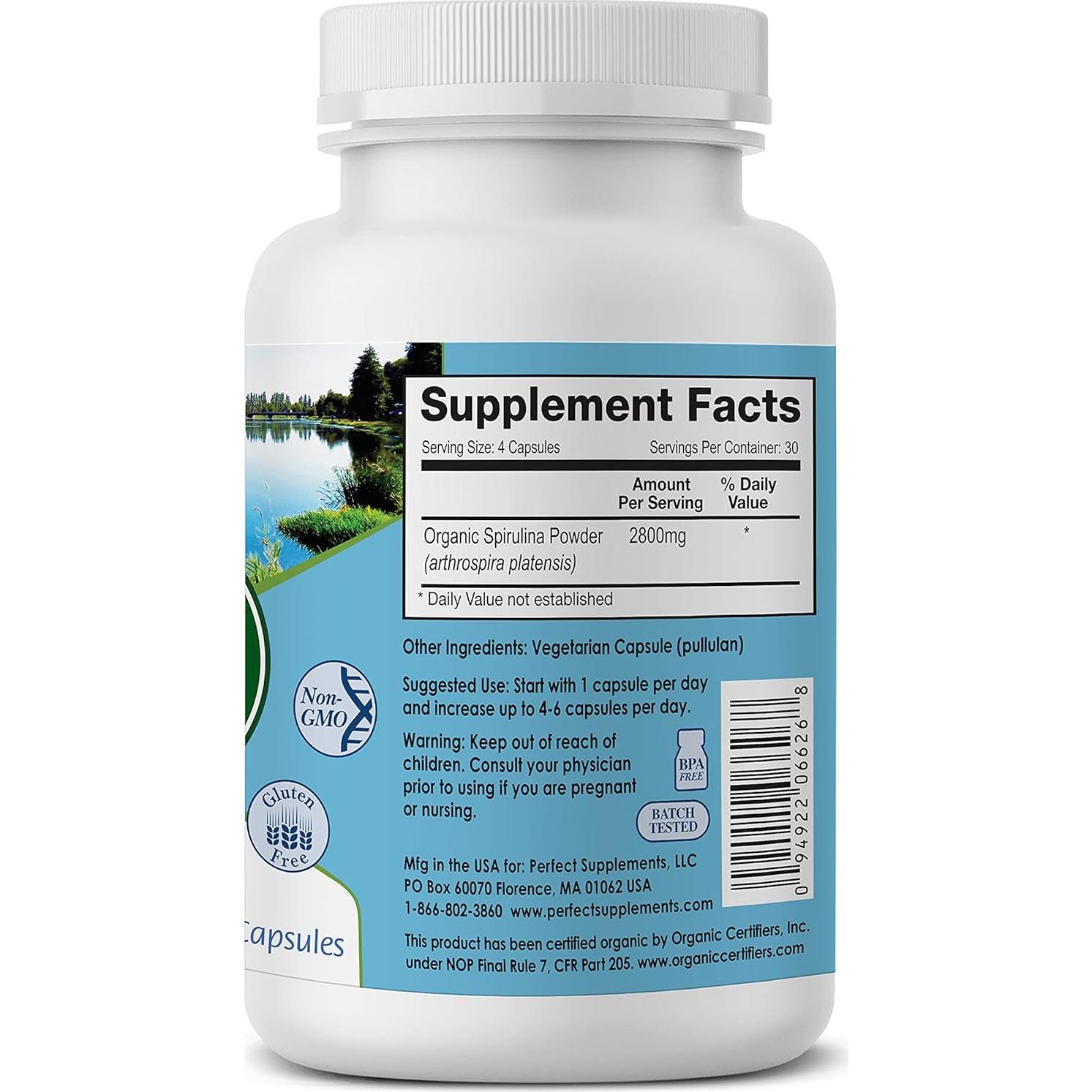 Espirulina Perfecta Suplementos Perfectos 120 Cápsulas Orgánicas