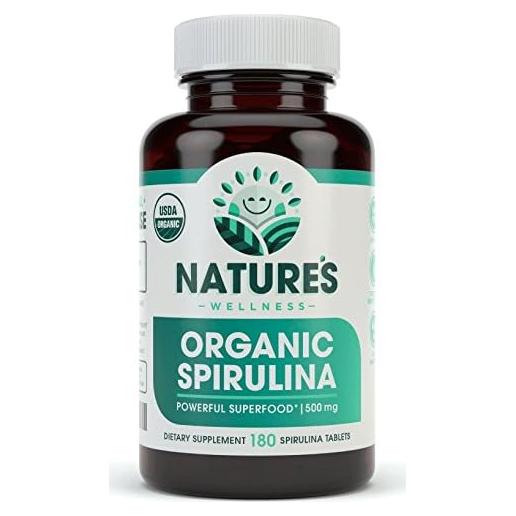 Tabletas de Spirulina Orgánica Nature's Wellness 3000mg 180 Unidades