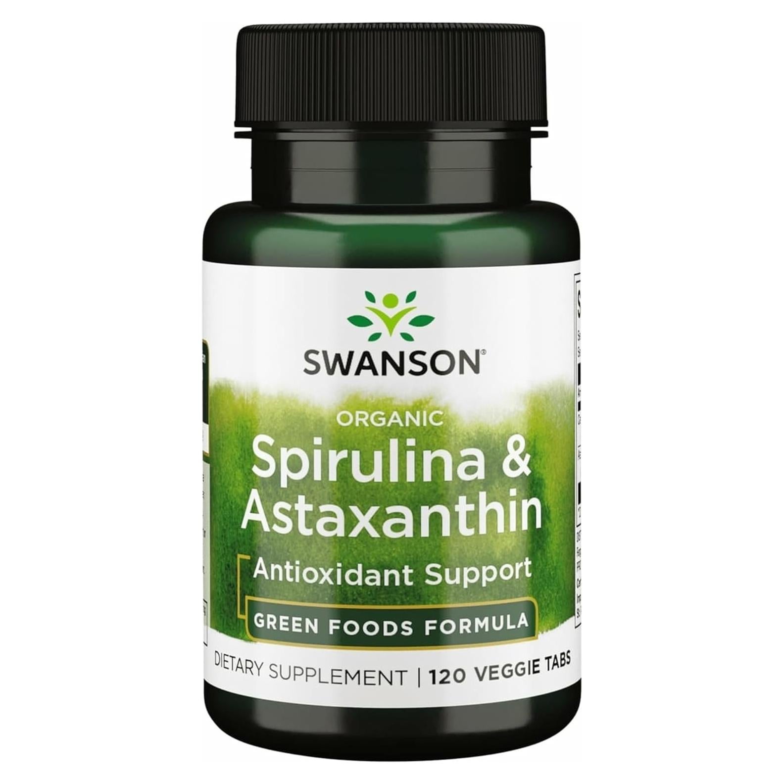 Suplemento Vegano Swanson Spirulina y Astaxantina 120 Tabletas