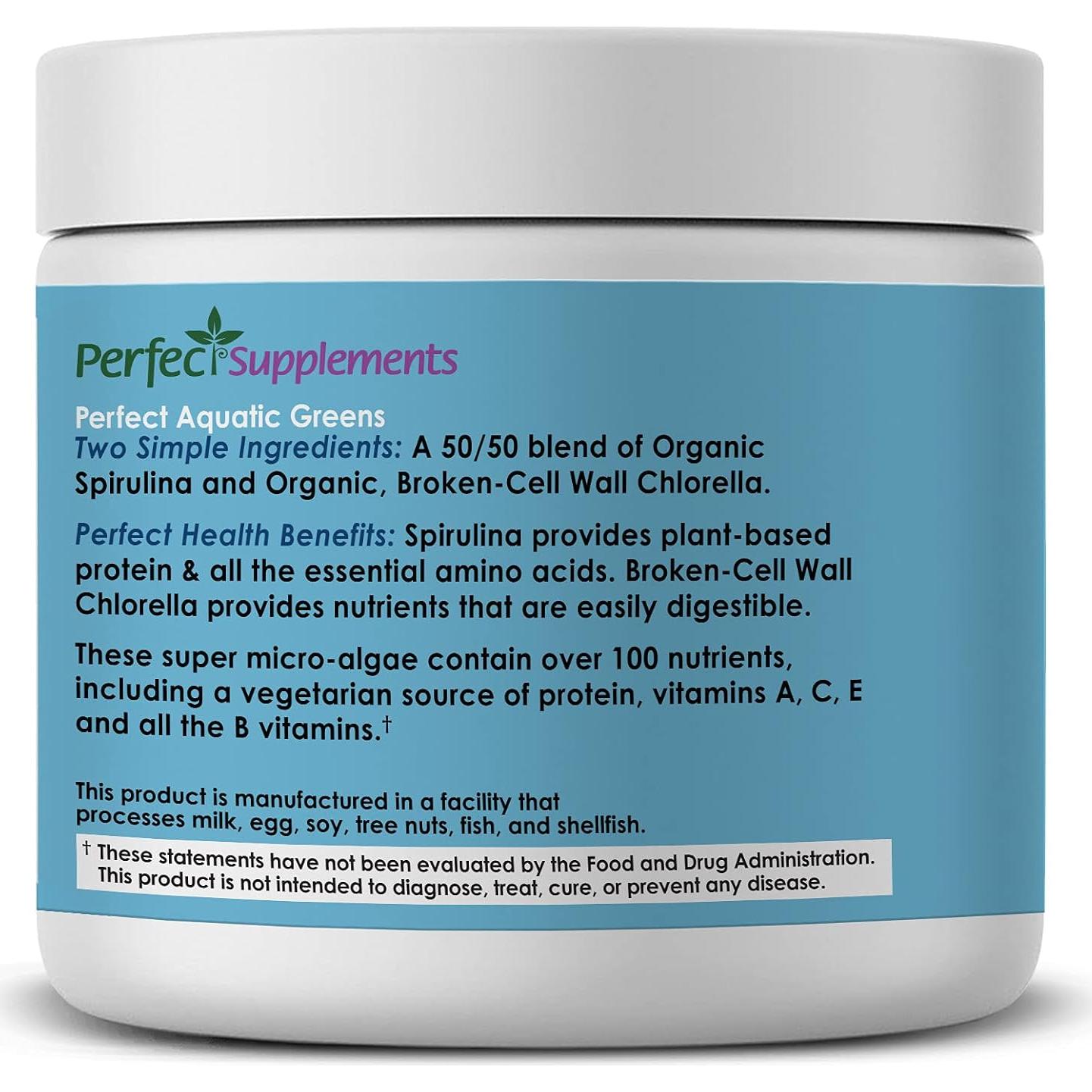 Suplemento de Espirulina Orgánica Perfect Supplements 134g - Vegano y Natural