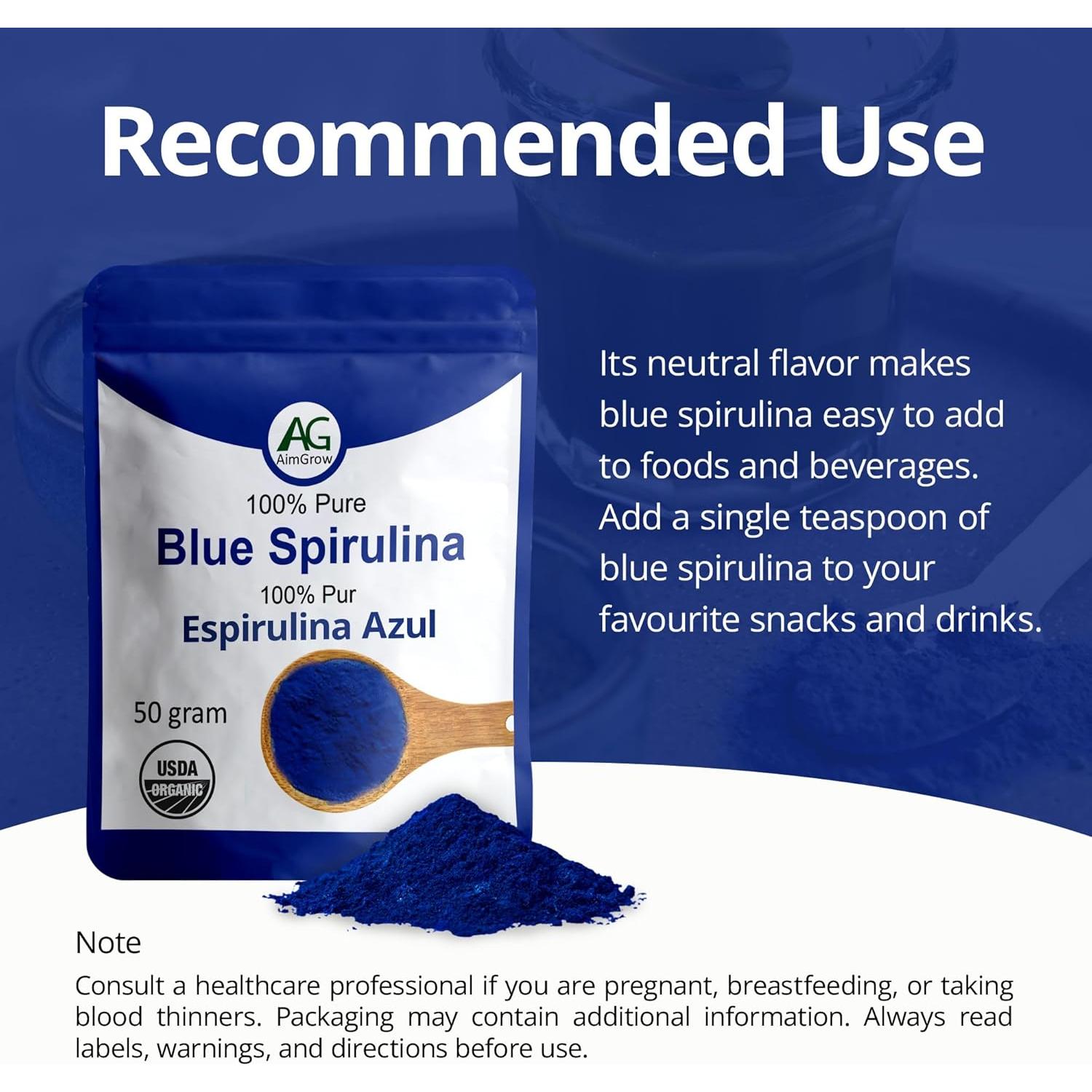 Polvo de Espinaca Azul AimGrow 50g - Antioxidante Natural