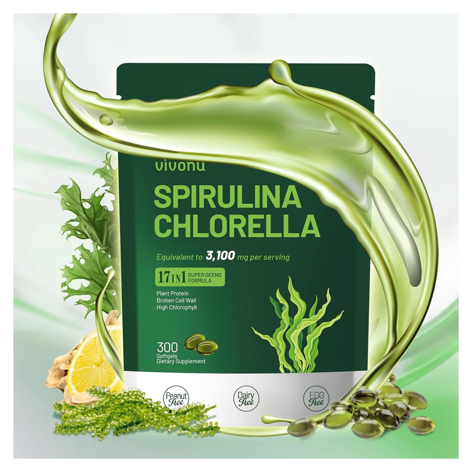 Cápsulas de Espirulina y Clorella VivoNu 3100mg - 300 Unidades