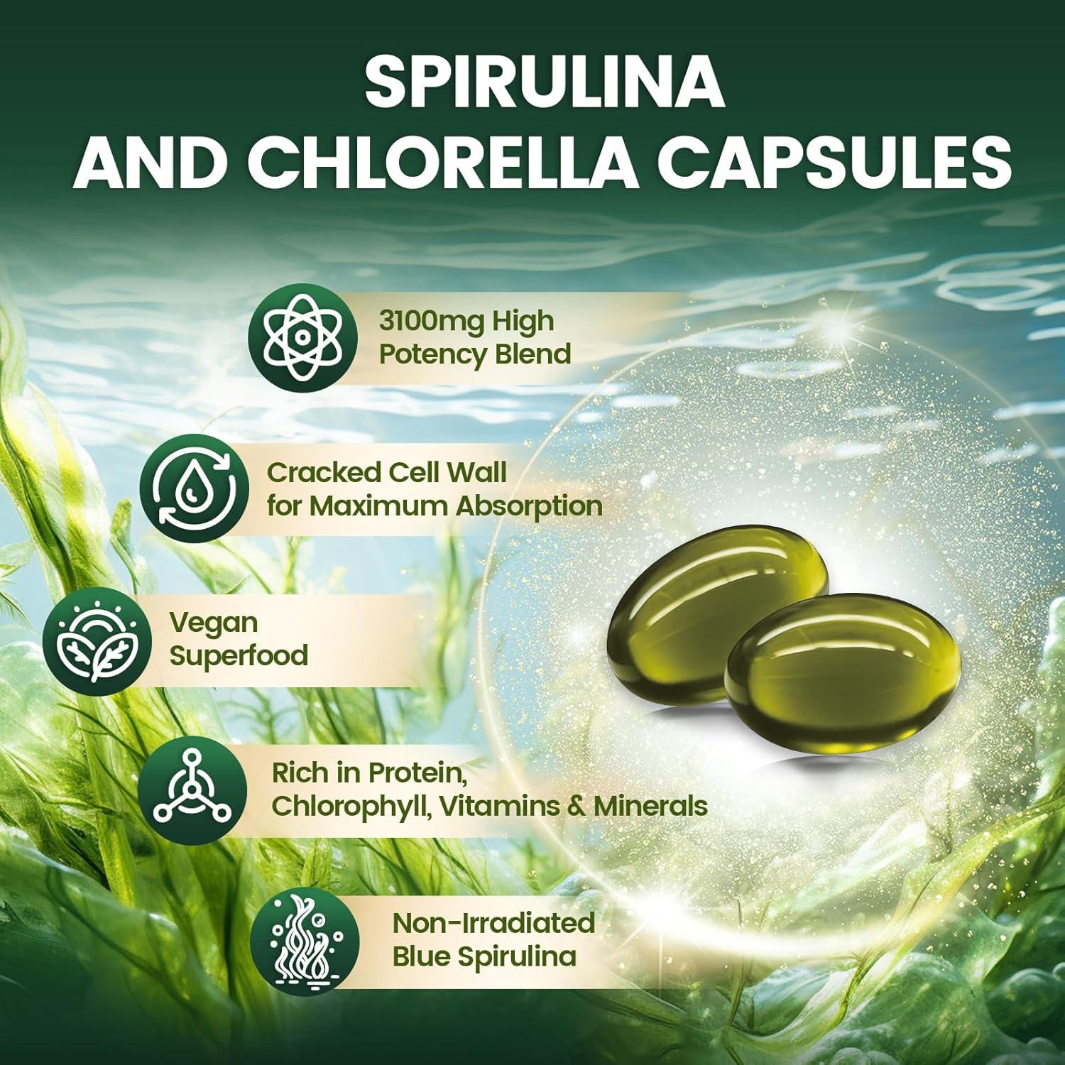 Cápsulas de Espirulina y Clorella VivoNu 3100mg - 300 Unidades
