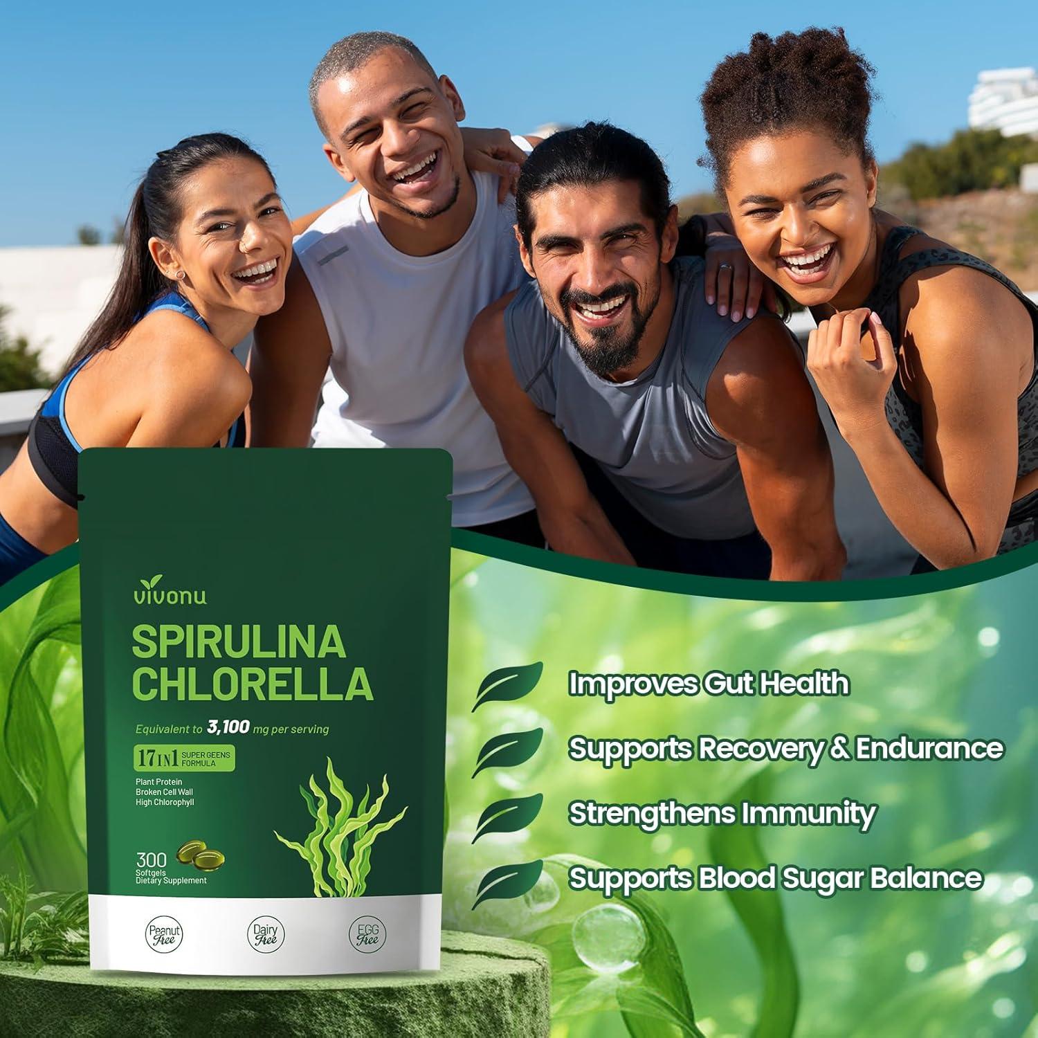 Cápsulas de Espirulina y Clorella VivoNu 3100mg - 300 Unidades