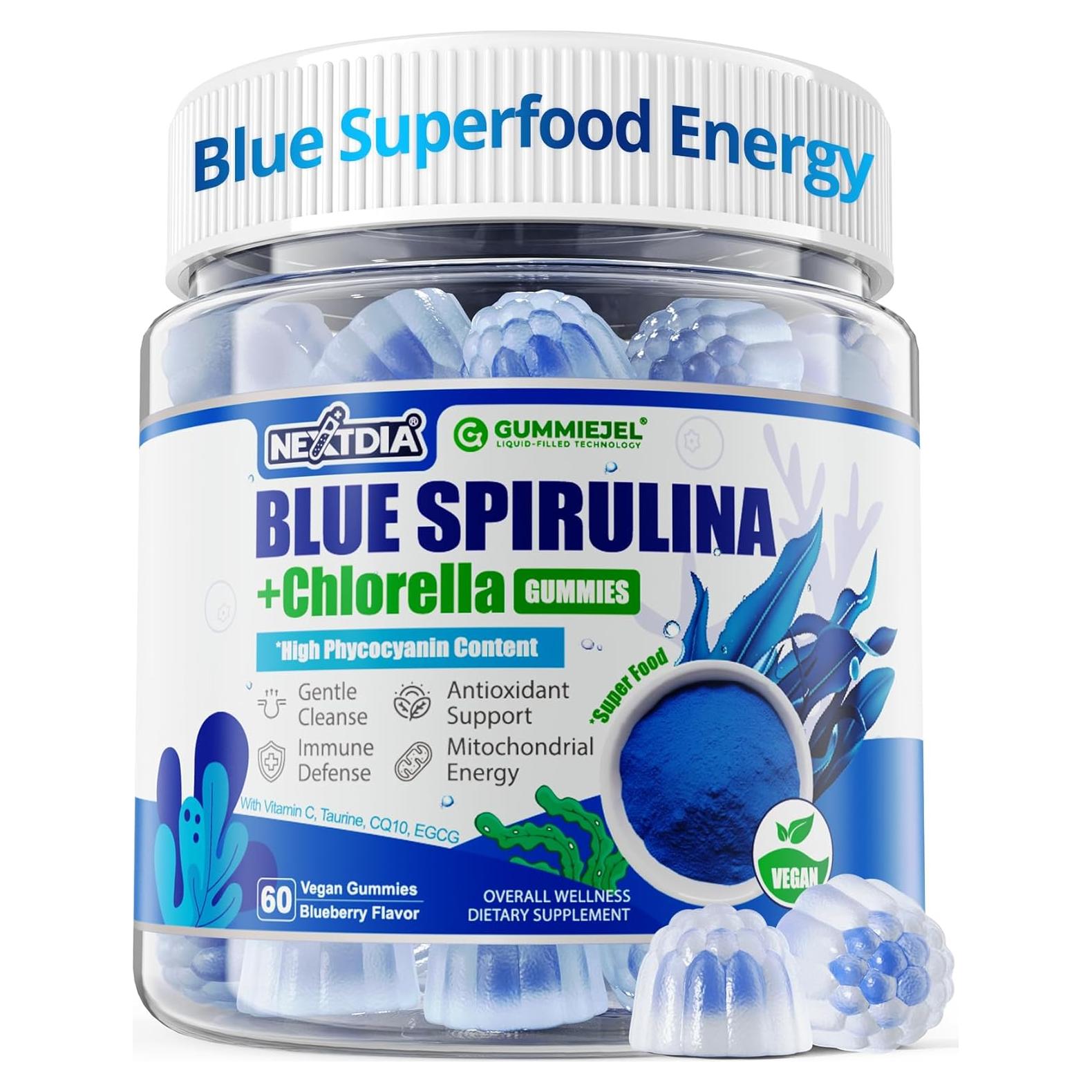 Gomitas de Espirulina Azul Orgánica NextDia 60 Unidades