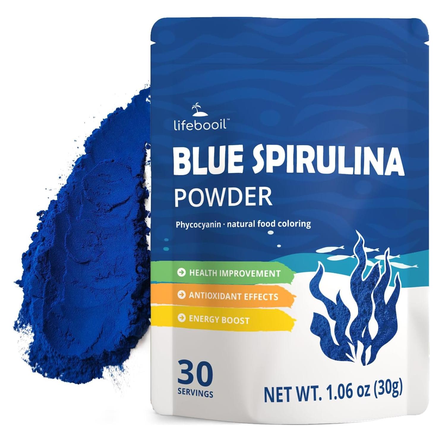 Polvo de Espirulina Azul 100% Pura Lifebooil 30g Vegano