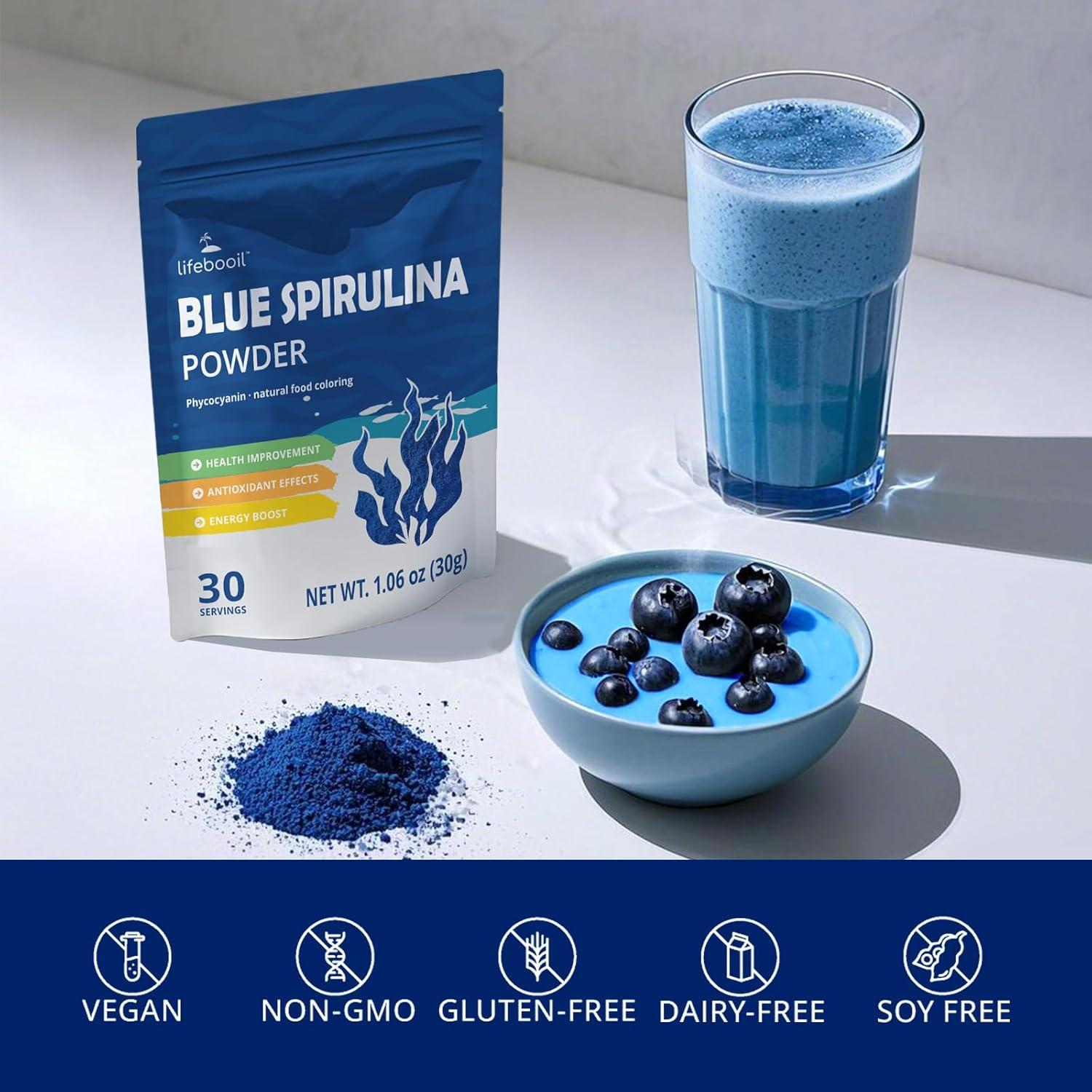 Polvo de Espirulina Azul 100% Pura Lifebooil 30g Vegano