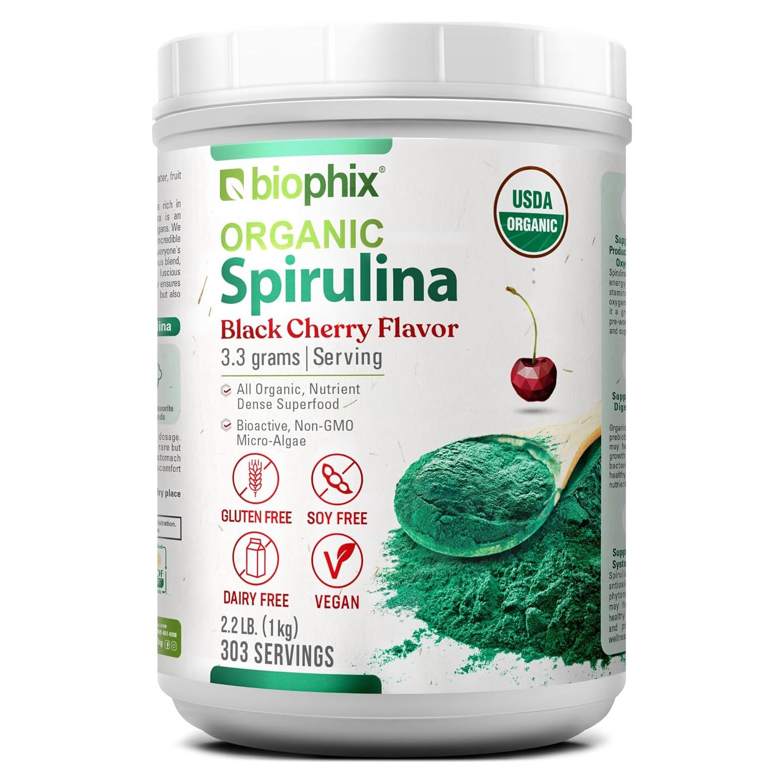 Polvo de Espirulina Orgánica Biophix 1 KG Sabor Cereza Negra