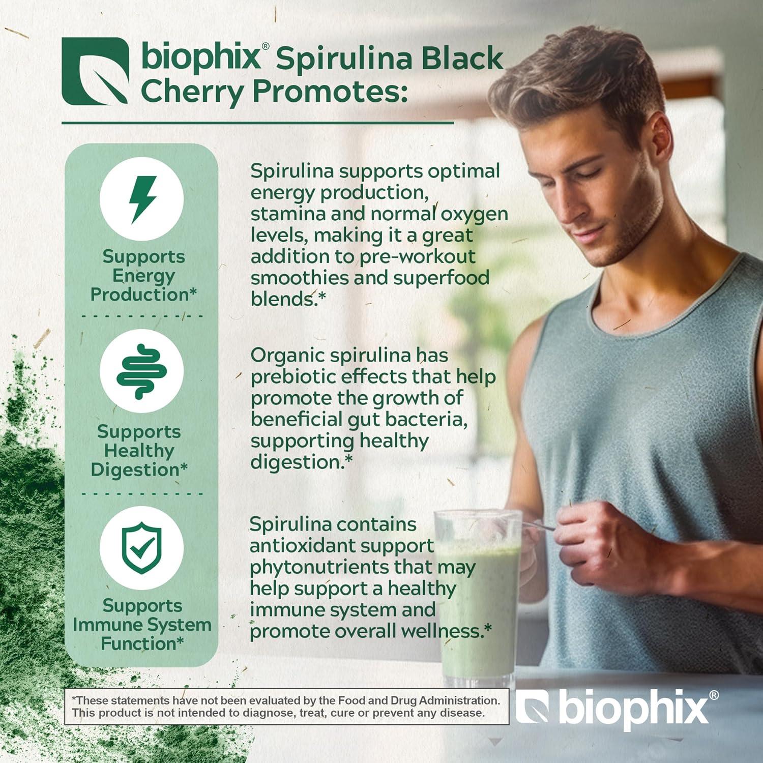 Polvo de Espirulina Orgánica Biophix 1 KG Sabor Cereza Negra