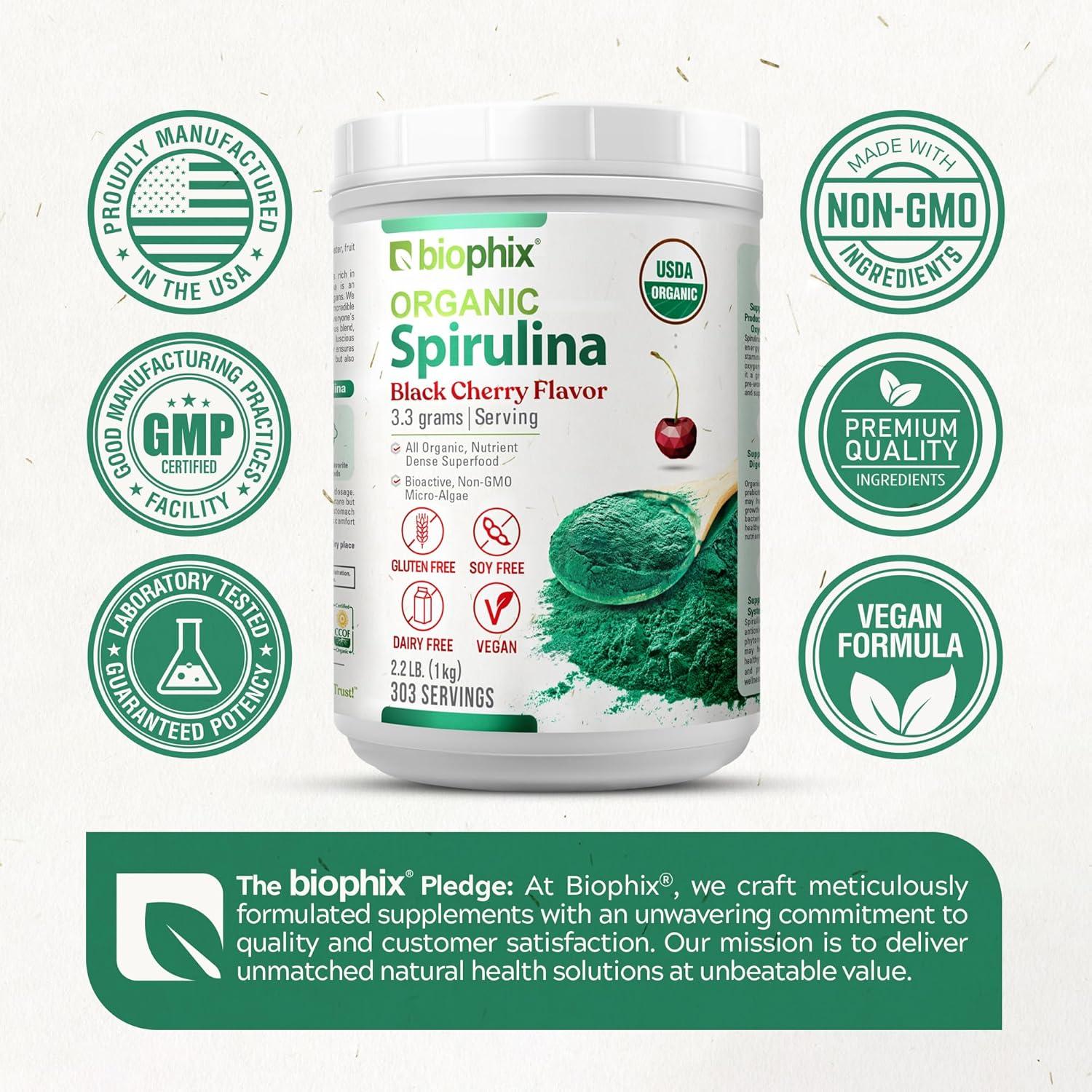 Polvo de Espirulina Orgánica Biophix 1 KG Sabor Cereza Negra