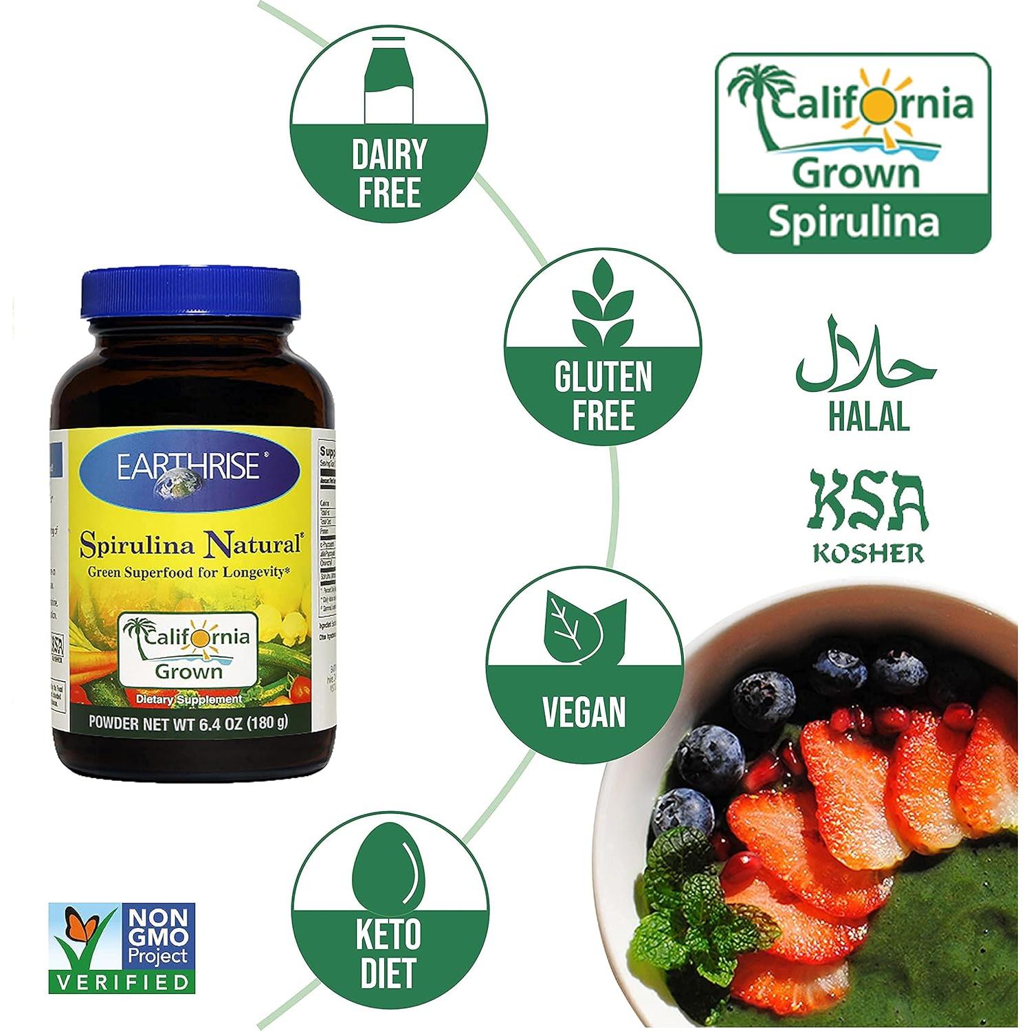 Polvo de Espirulina Earthrise 180g - Superalimento Natural