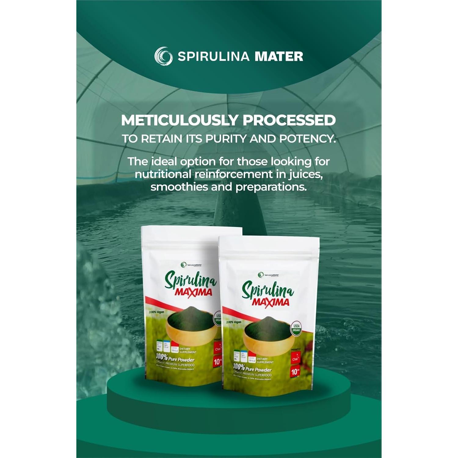 Polvo de Spirulina Orgánica 283.5 g - Spirulina Mater
