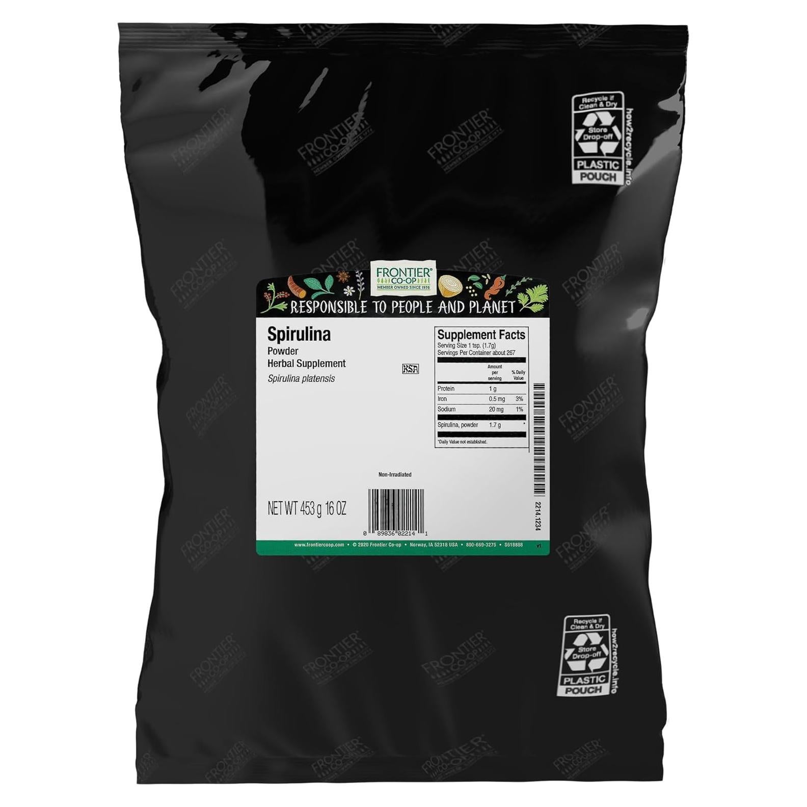 Polvo de Espirulina Frontier Co-op 1 kg Bolsa a Granel