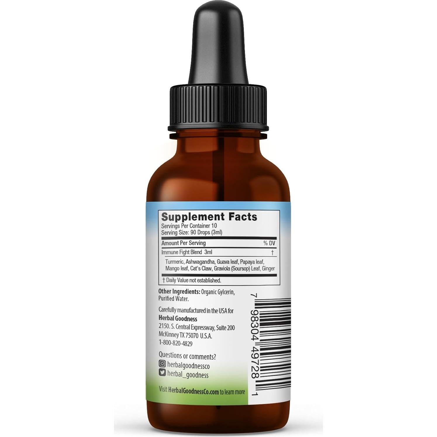 Gotas Inmunológicas Herbal Papaya 30ml con Ashwagandha y Cúrcuma