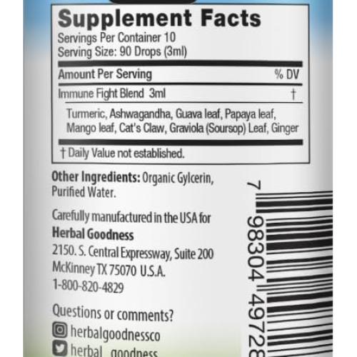 Gotas Inmunológicas Herbal Papaya 30ml con Ashwagandha y Cúrcuma