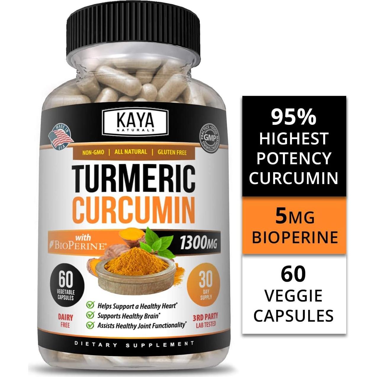 Cápsulas de Cúrcuma Platino Kaya Naturals 60 Unidades