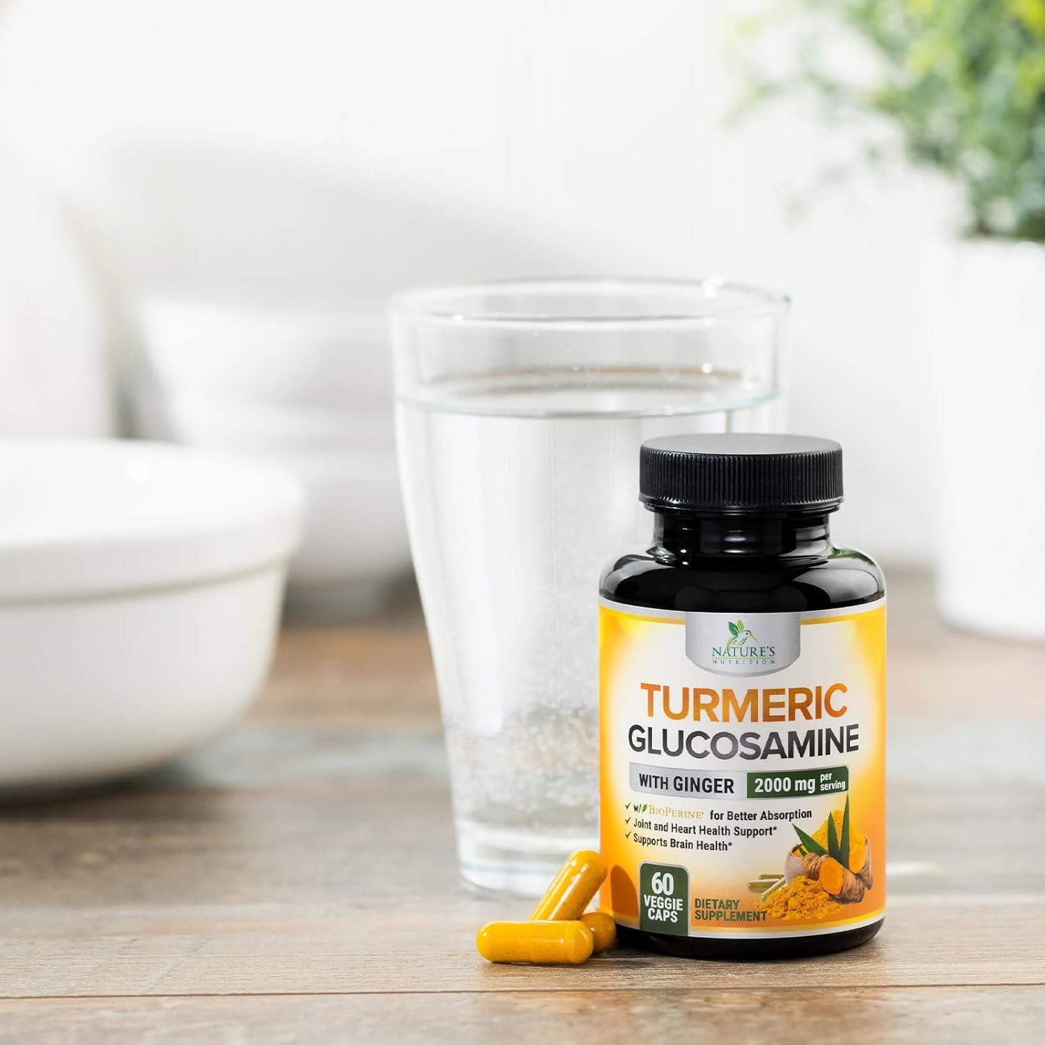 Suplemento de Cúrcuma Curcumina 2000mg con Glucosamina - 60 Cápsulas