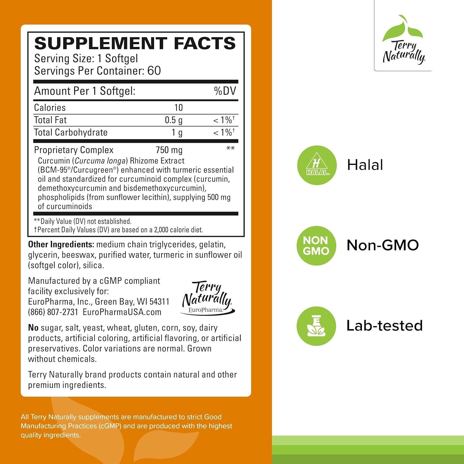 Terry Naturally CuraMed 750 mg - Suplemento Antioxidante 60 Gelatinas