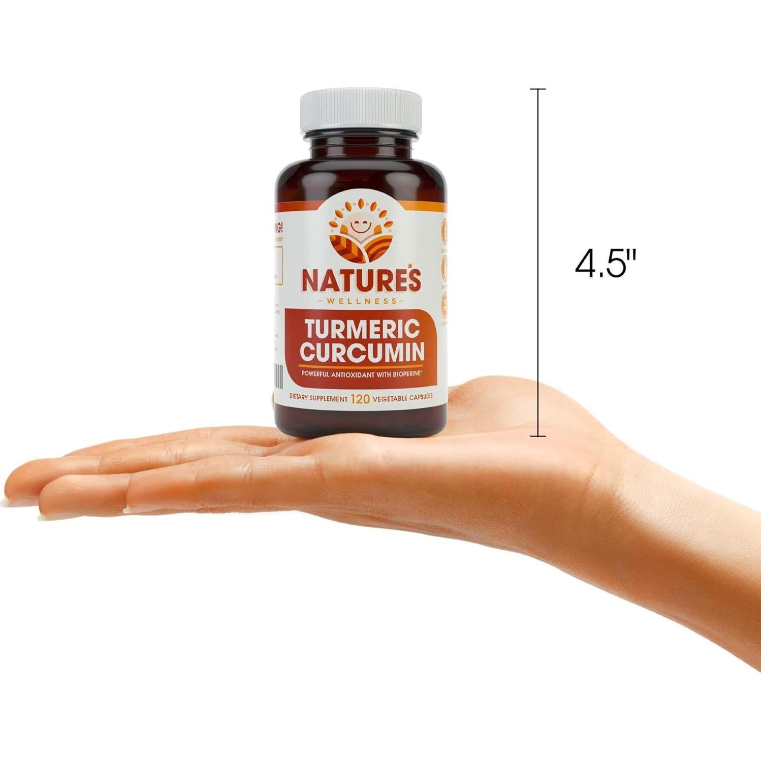 Cápsulas de Cúrcuma Orgánica Natures Wellness 1600mg 120 Unidades