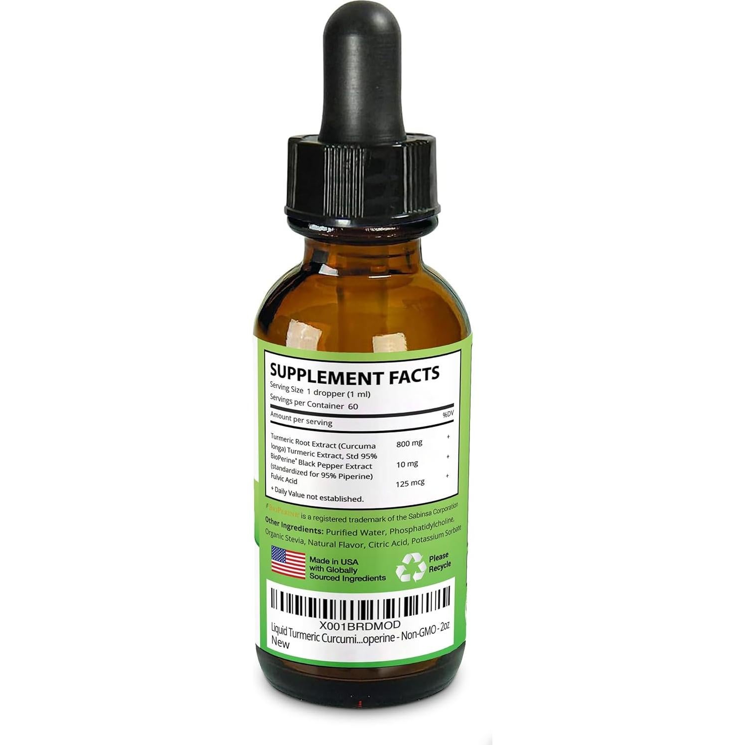 Suplemento Líquido de Cúrcuma MaxX Labs 800mg con Bioperina 59ml