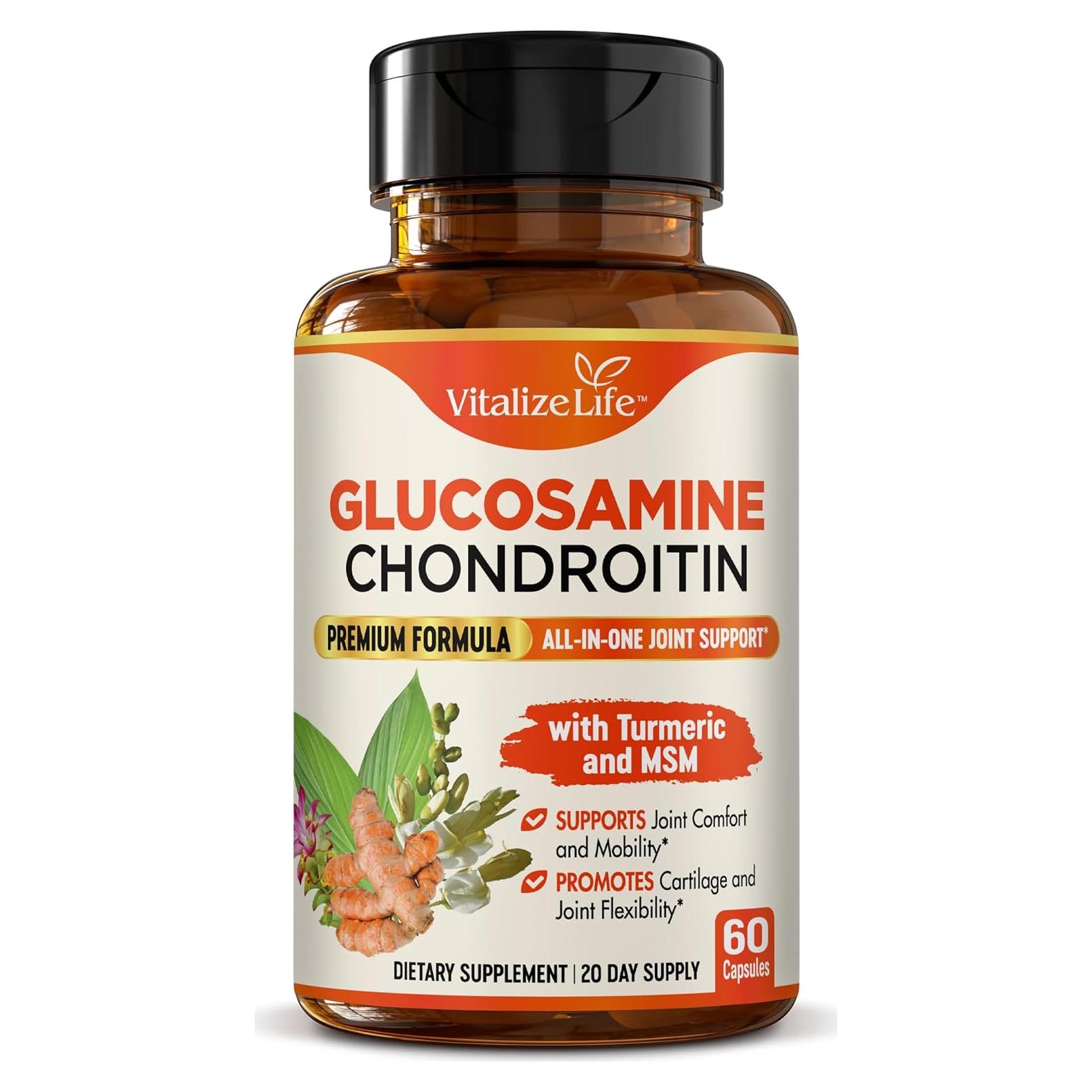 Suplemento Articular Vitalize Life - Glucosamina, Cóndroitina y Cúrcuma - 60 Cápsulas Vegetales