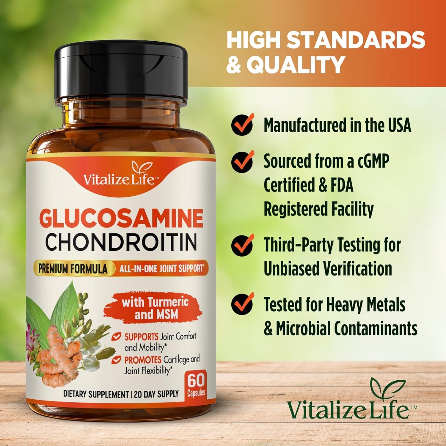 Suplemento Articular Vitalize Life - Glucosamina, Cóndroitina y Cúrcuma - 60 Cápsulas Vegetales