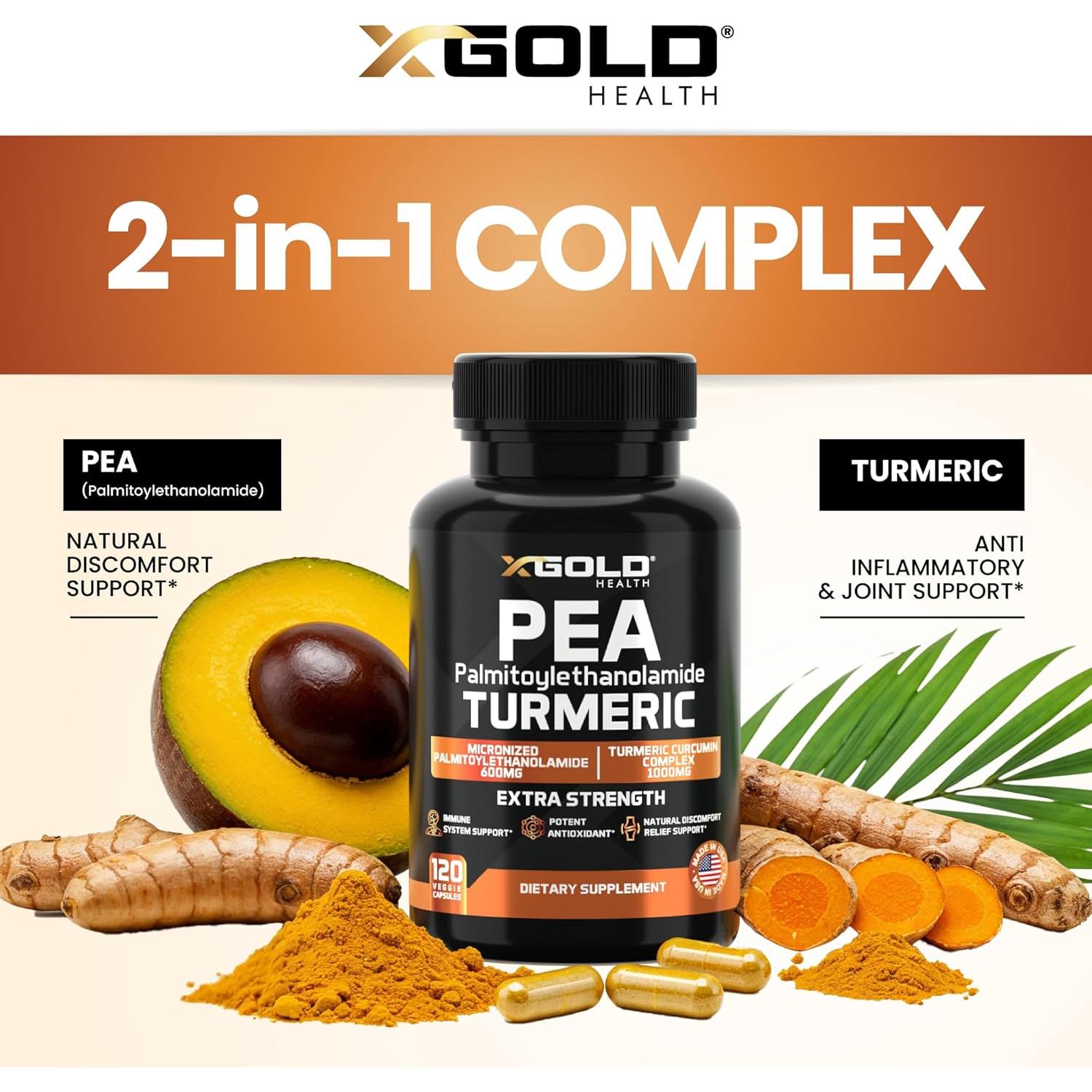 Suplemento PEA + Cúrcuma Curcumina 1600mg - Alivio Articular