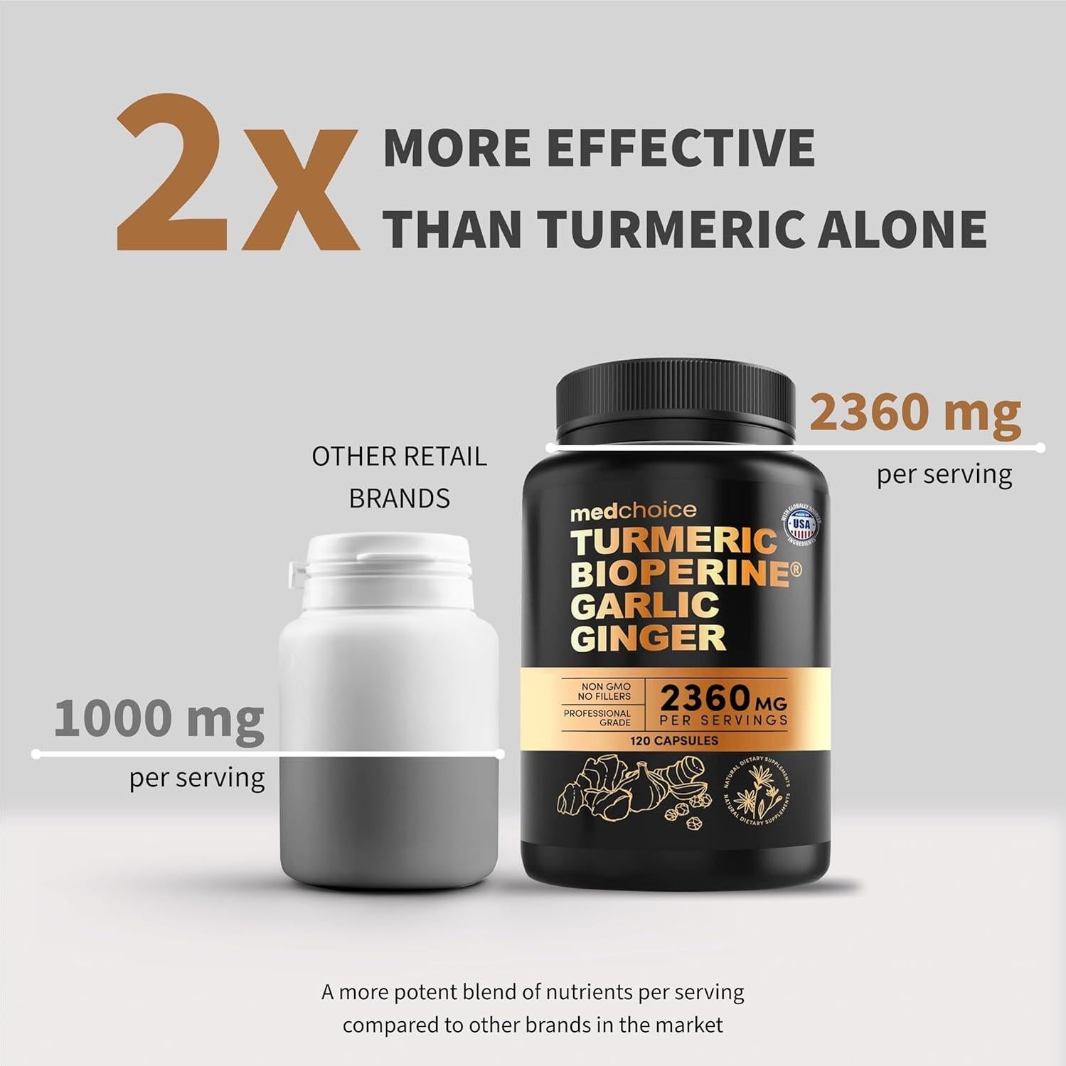 Suplemento de Cúrcuma y Ajo MEDCHOICE 2360mg 120 Cápsulas