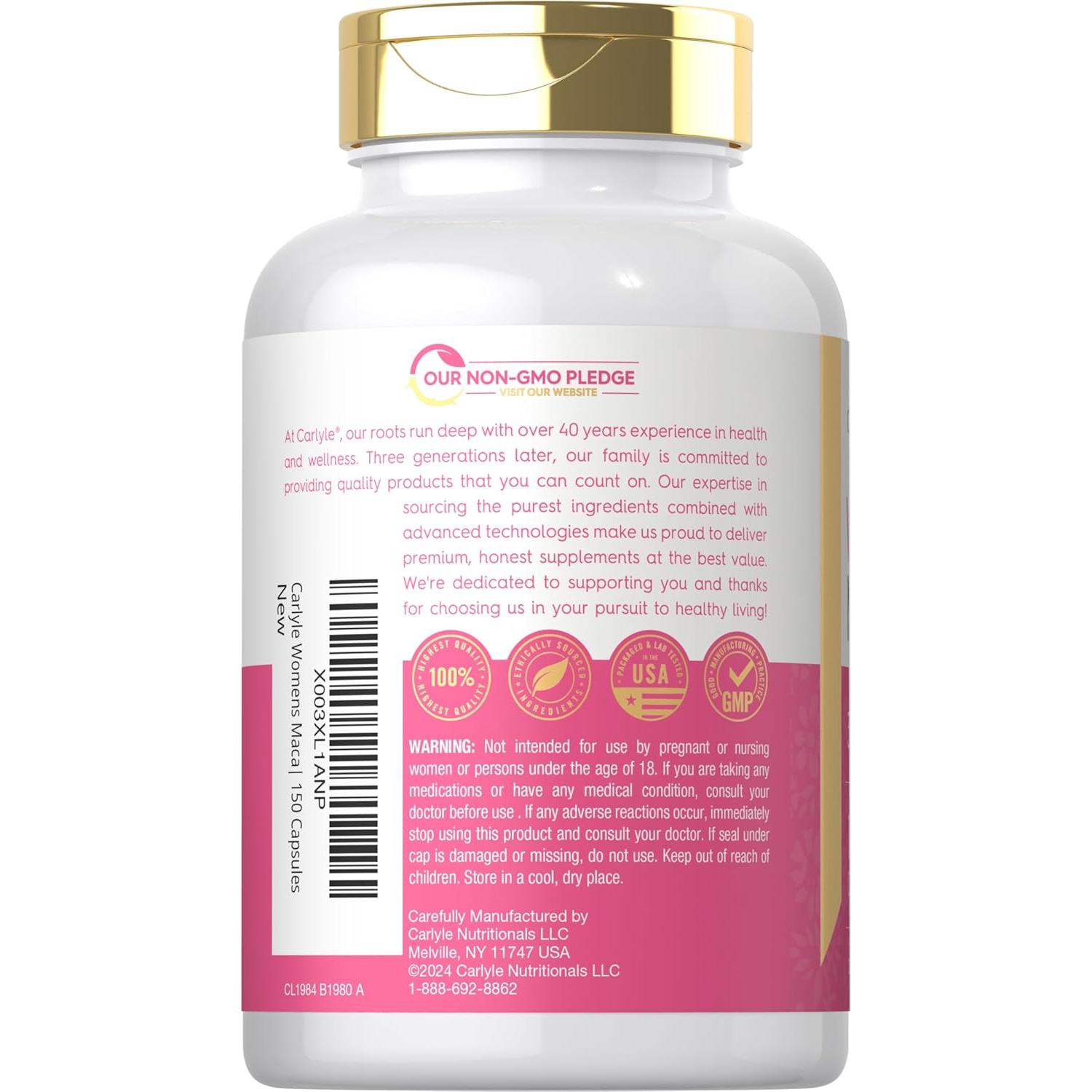 Cápsulas de Maca para Mujeres Carlyle 3200mg 150 Unidades