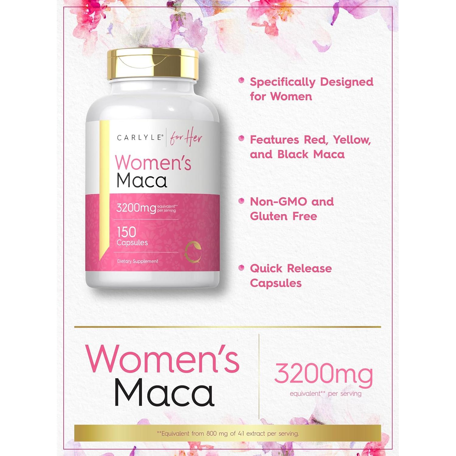 Cápsulas de Maca para Mujeres Carlyle 3200mg 150 Unidades