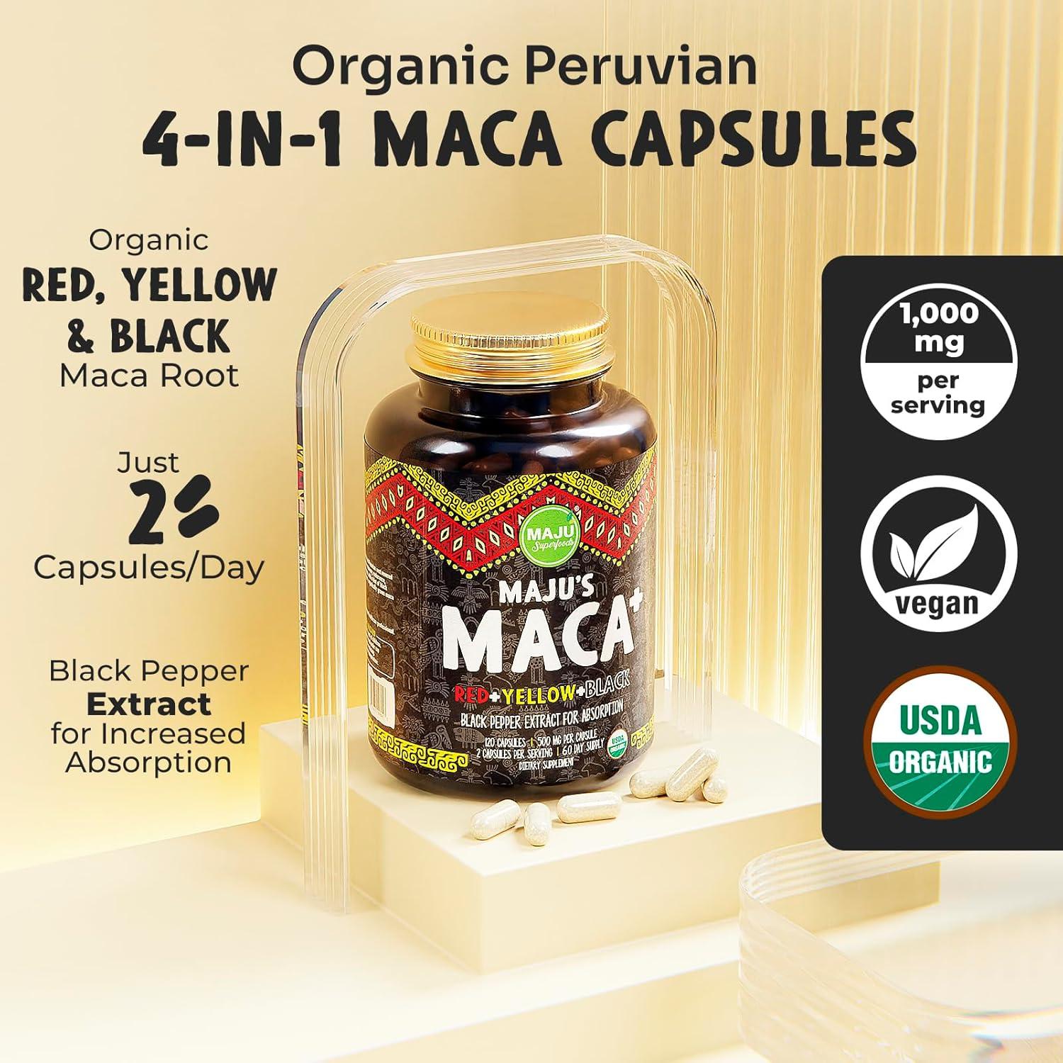 Cápsulas de Maca 4-en-1 Maju Superfoods Orgánica 120 ct